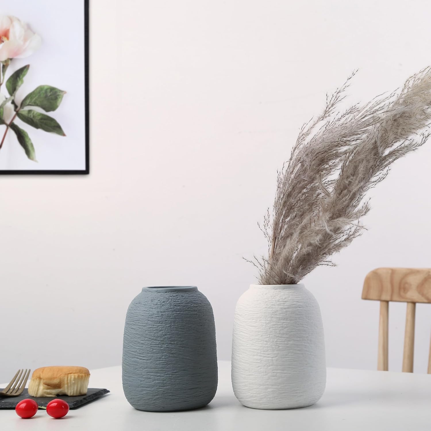 Grey Ceramic Vases / Grey Blue
