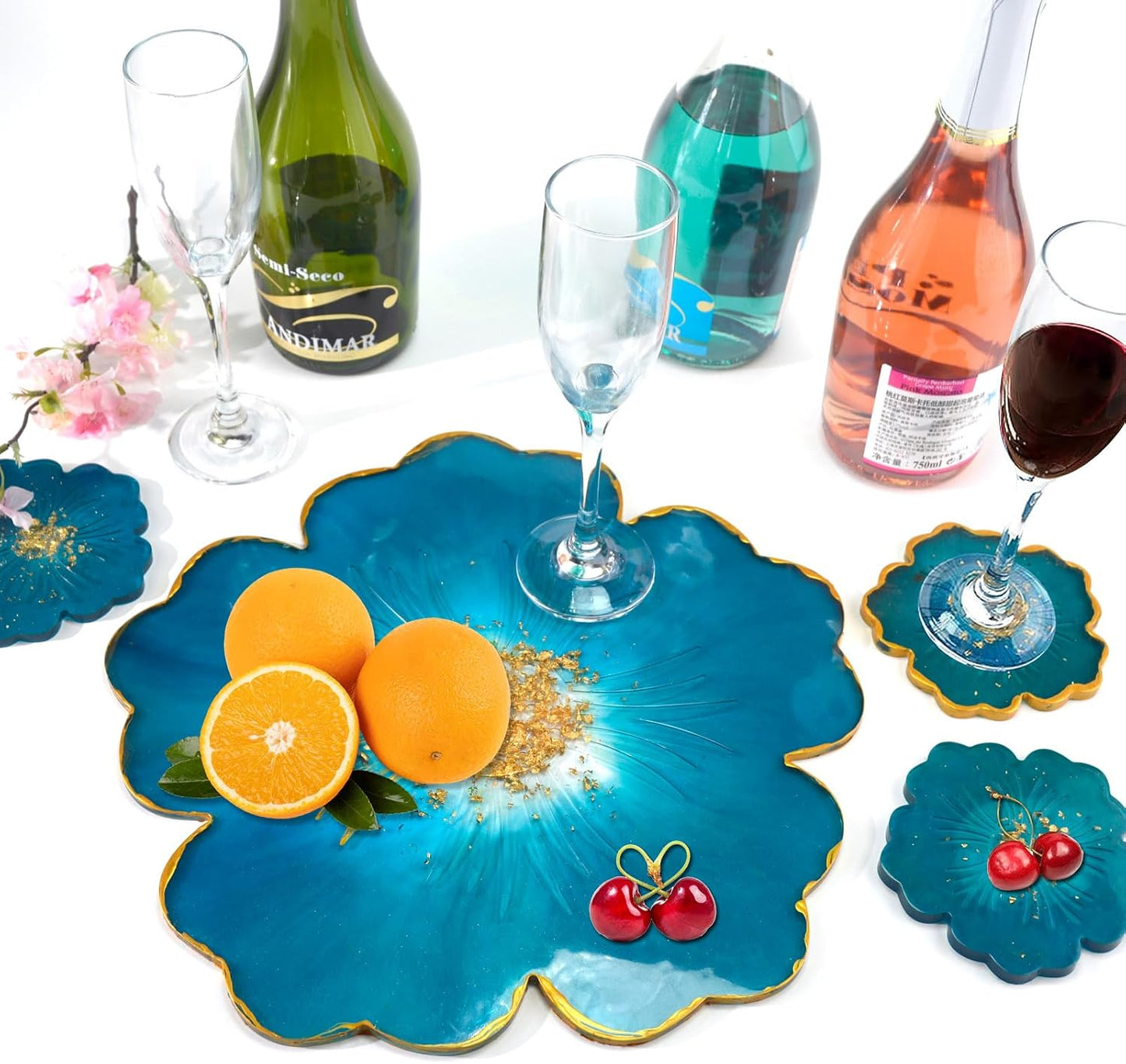 Large Flower Resin Molds for Tray and Coaster Casting / A / Set of 5