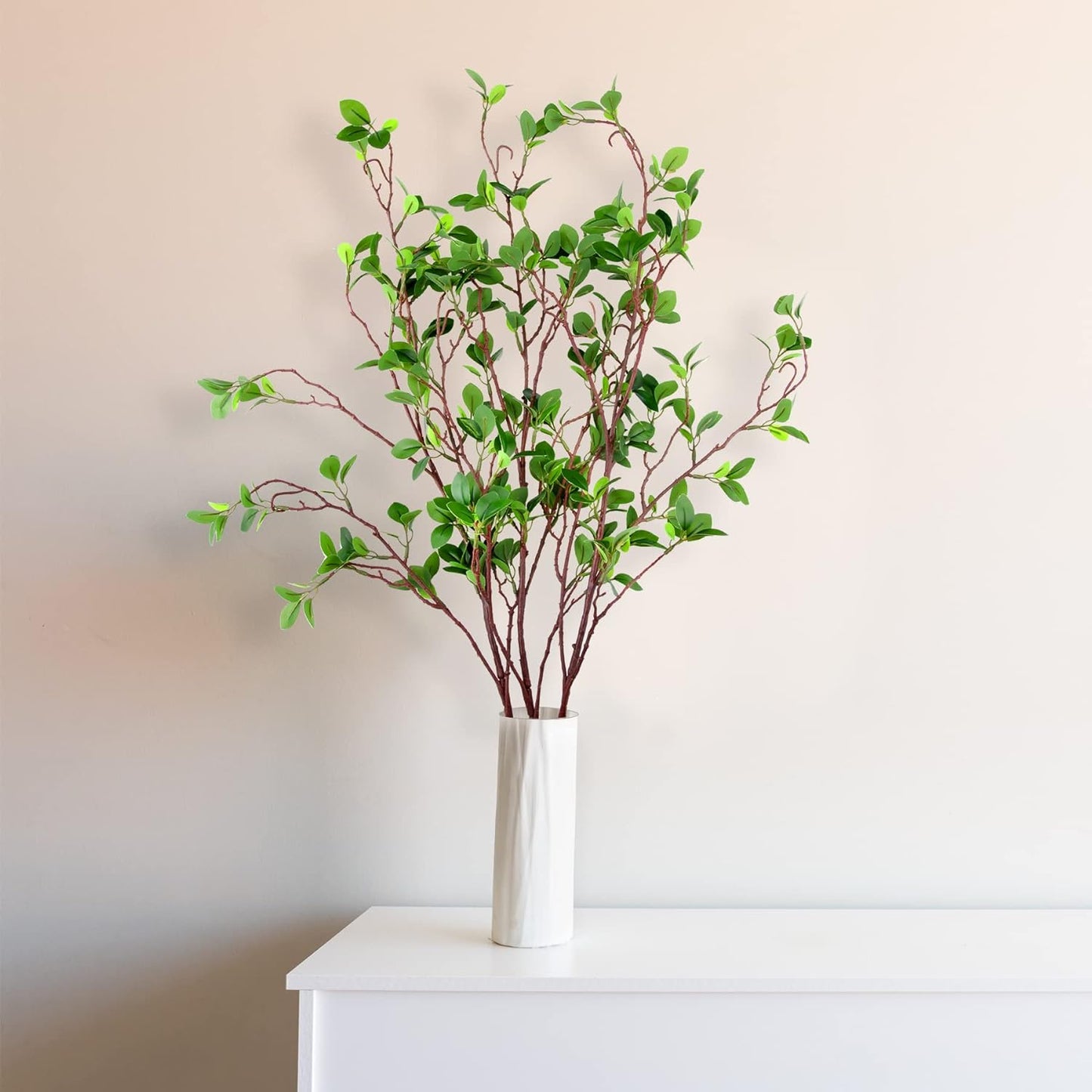 3 Packs 45" Artificial Ficus Stems Faux Branches Leaf Stem Fake Bushes Shrubs / Green / Set of 3