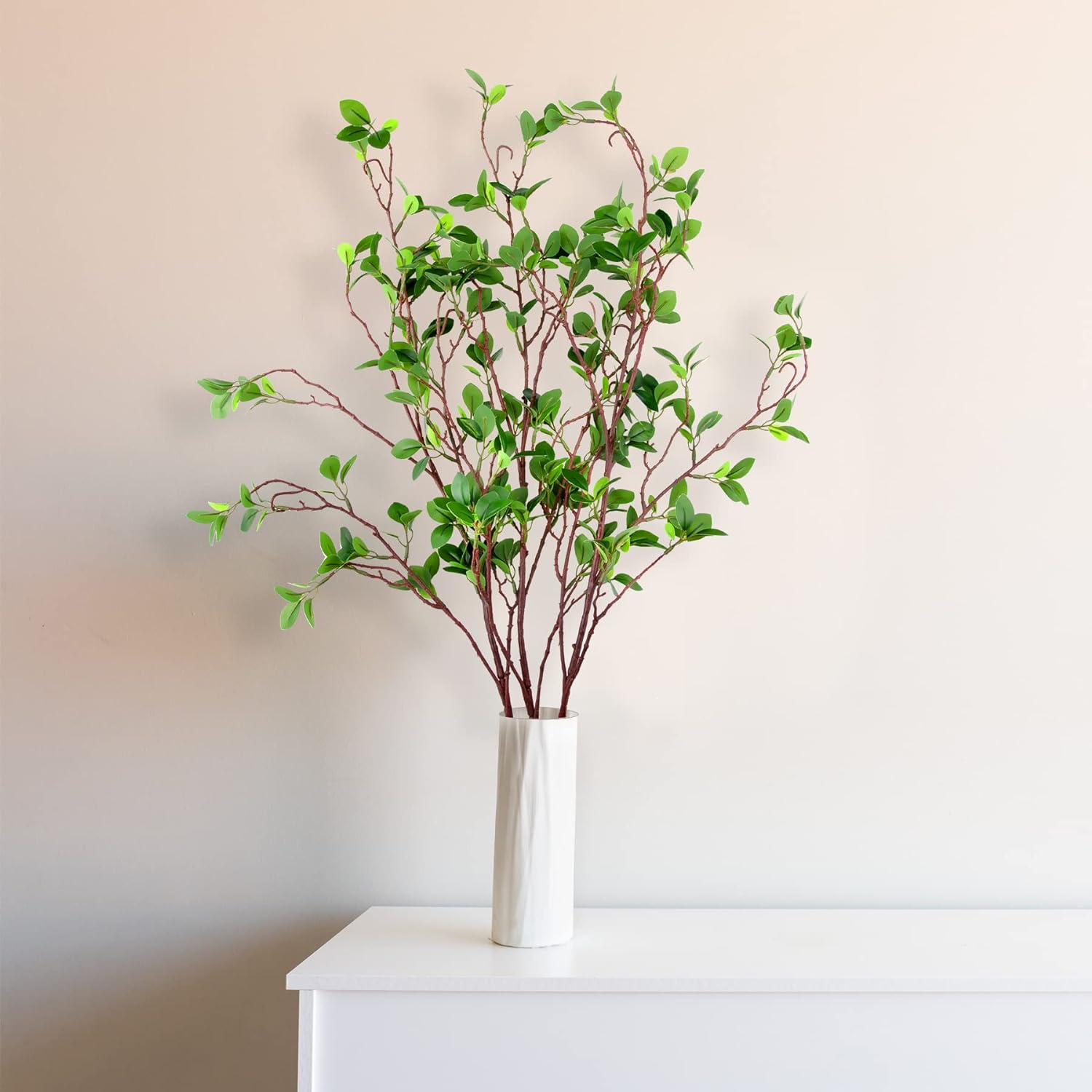 3 Packs 45" Artificial Ficus Stems Faux Branches Leaf Stem Fake Bushes Shrubs / Green / Set of 3