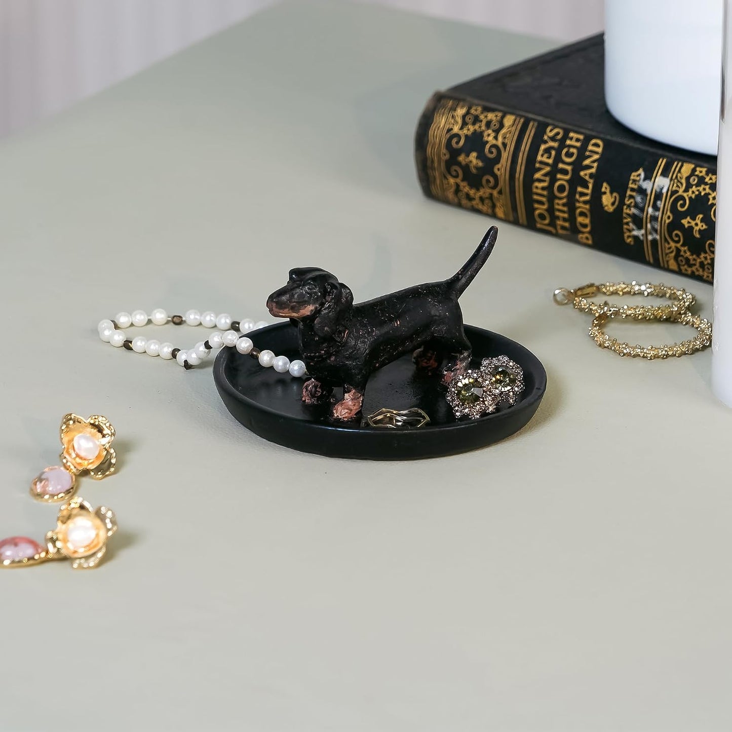 Resin Dachshund Jewelry Tray