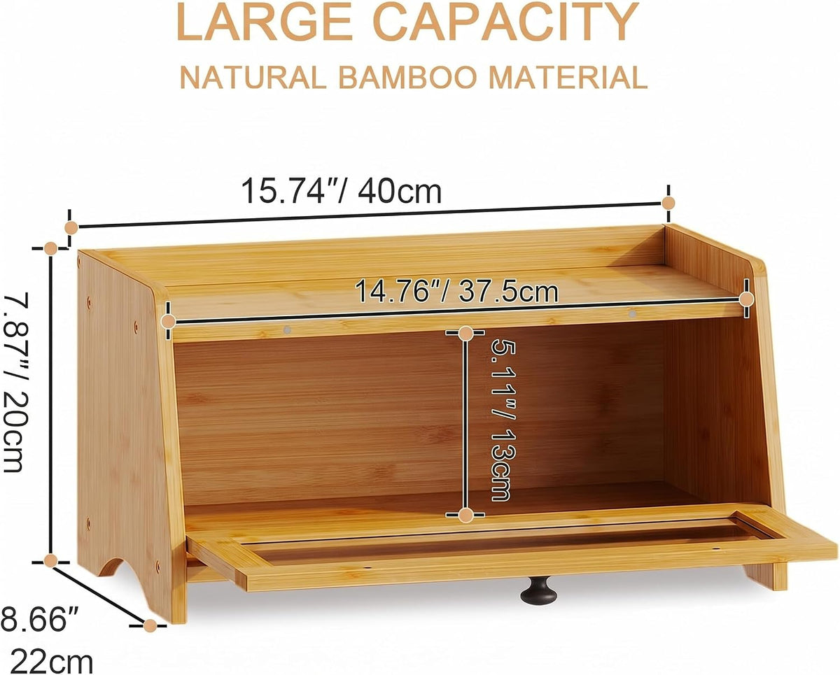BAMBANG Bread Box for Kitchen Countertop, Bamboo Bread Box for Homemade Bread, Wooden Farmhouse Bread Storage