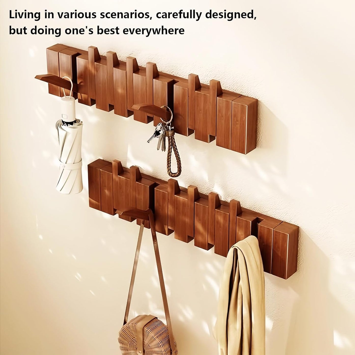 Paint Wood Wall Mounted Coat RackHooks Piano Key Hangers Natural Solid Wood Hanger Non-Woven Fabric Clothes Hangers for