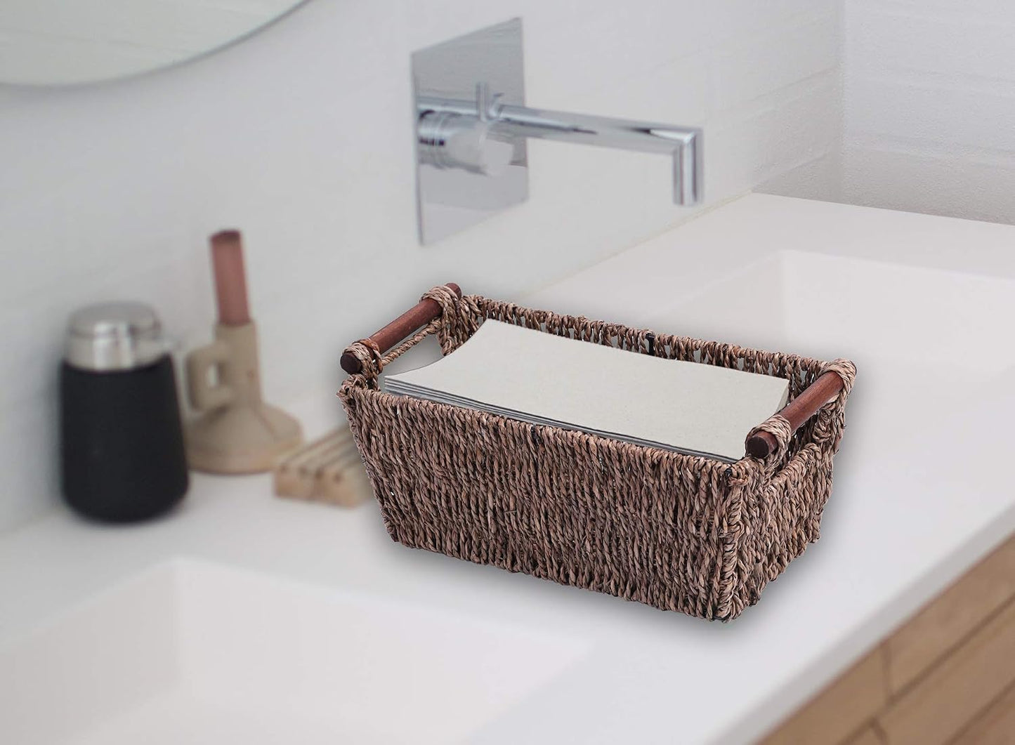 Seagrass Counter-Top Basket Great for Folded Paper Towel