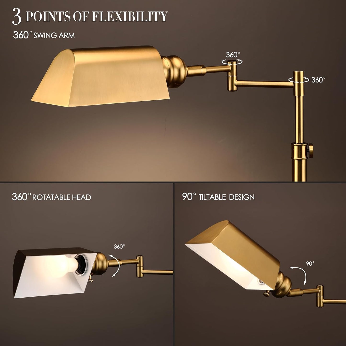 O’Bright Arcadia - Pharmacy Floor Lamp, Full Range Dimming, Swing Arm Task Lamp, E26 Socket, Bulb Replaceable