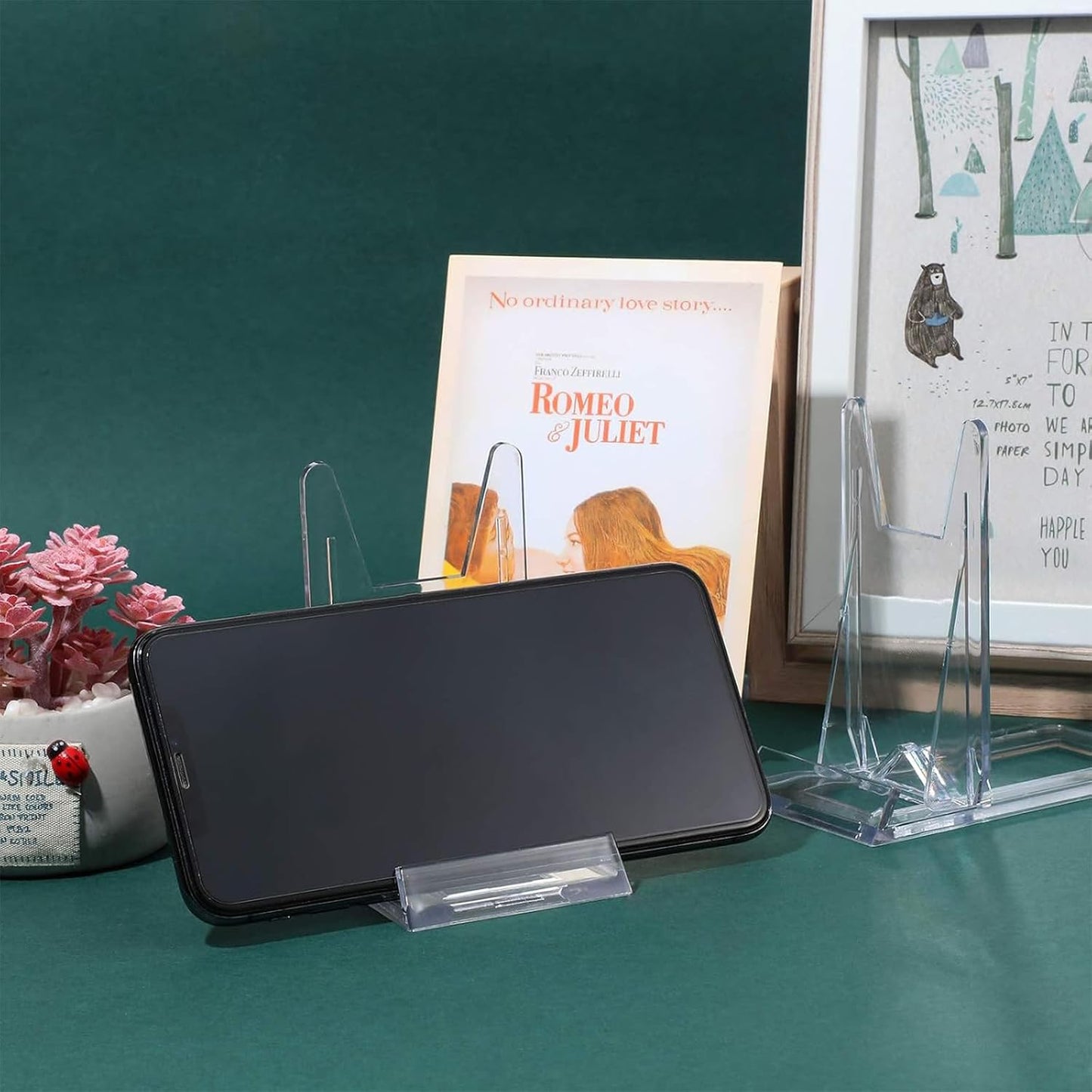 Zonon Acrylic Plate Stands for Display Adjustable Plastic Stand Holders Picture Plate Holders Clear Mini Easels Stands