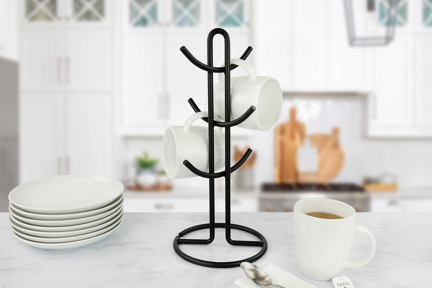 Spectrum Euro Modern Mug Stand for Coffee Cups Mugs Espresso Teacups Kitchen Organizer, Standing Cup Tree for 6 Mugs
