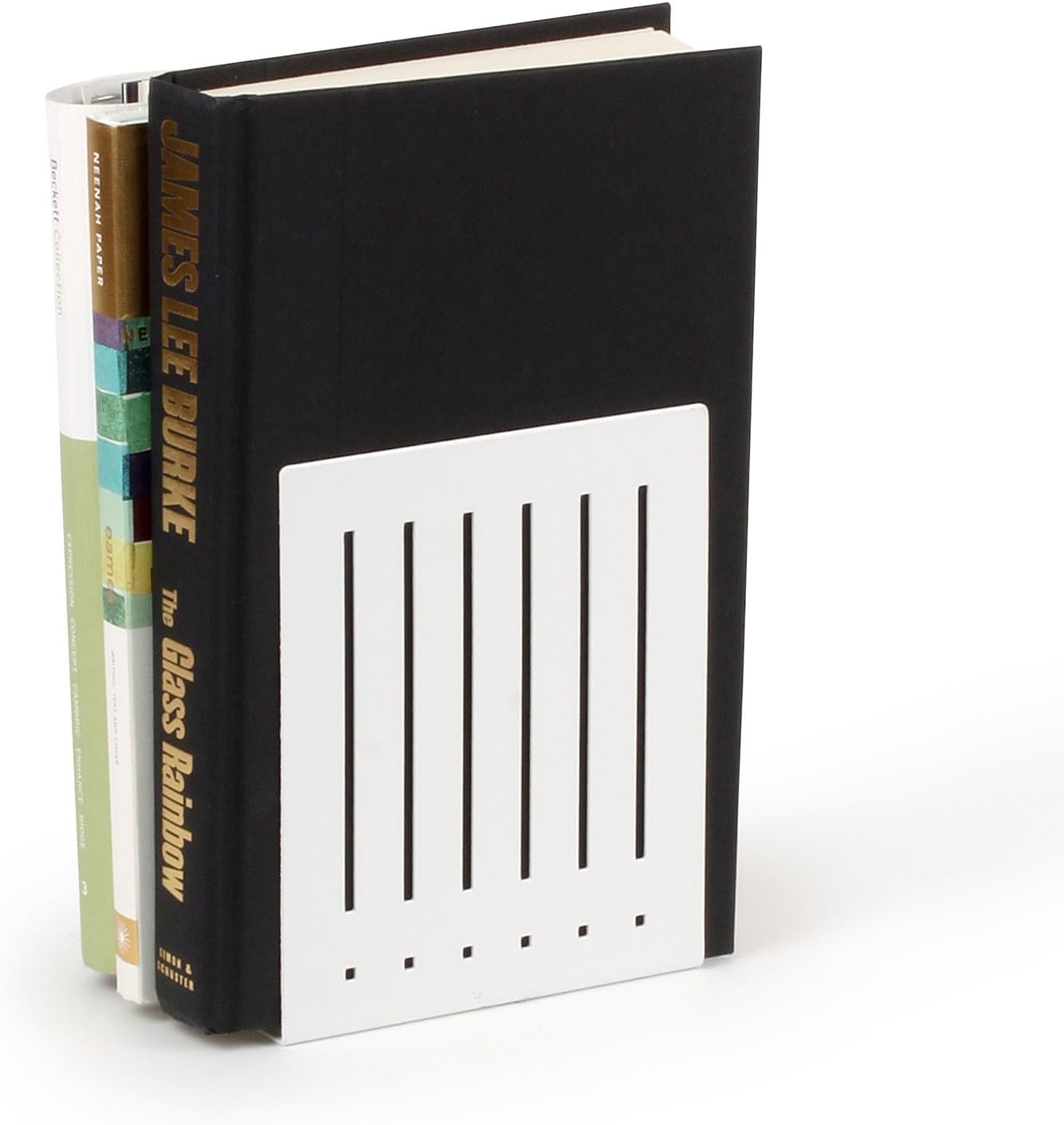 No Skid Heavy Duty Metal Decorative Book Stopper / White / 1 Pair