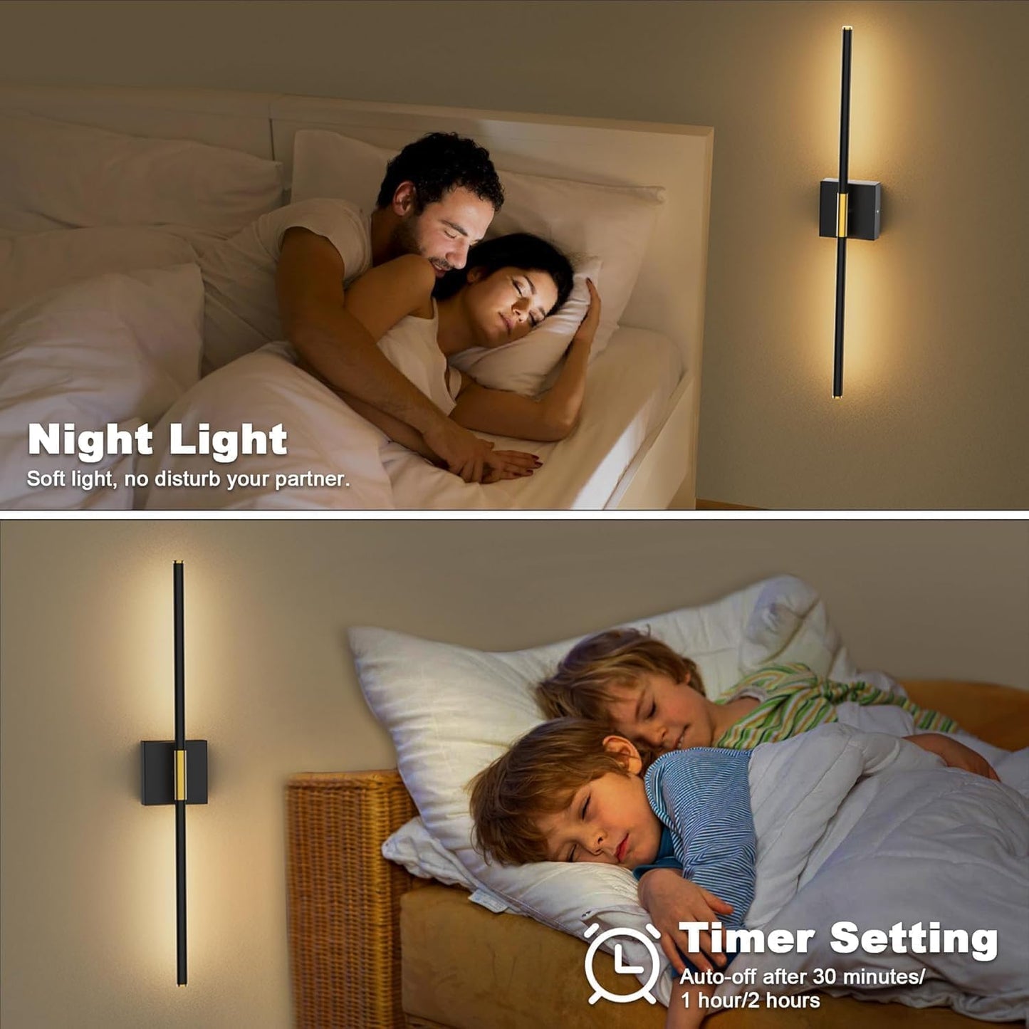 SAIMAND Battery Operated Wall Sconces Set of 2, Wireless Lights with Remote | USB Rechargeable Picture Lamp, 360°