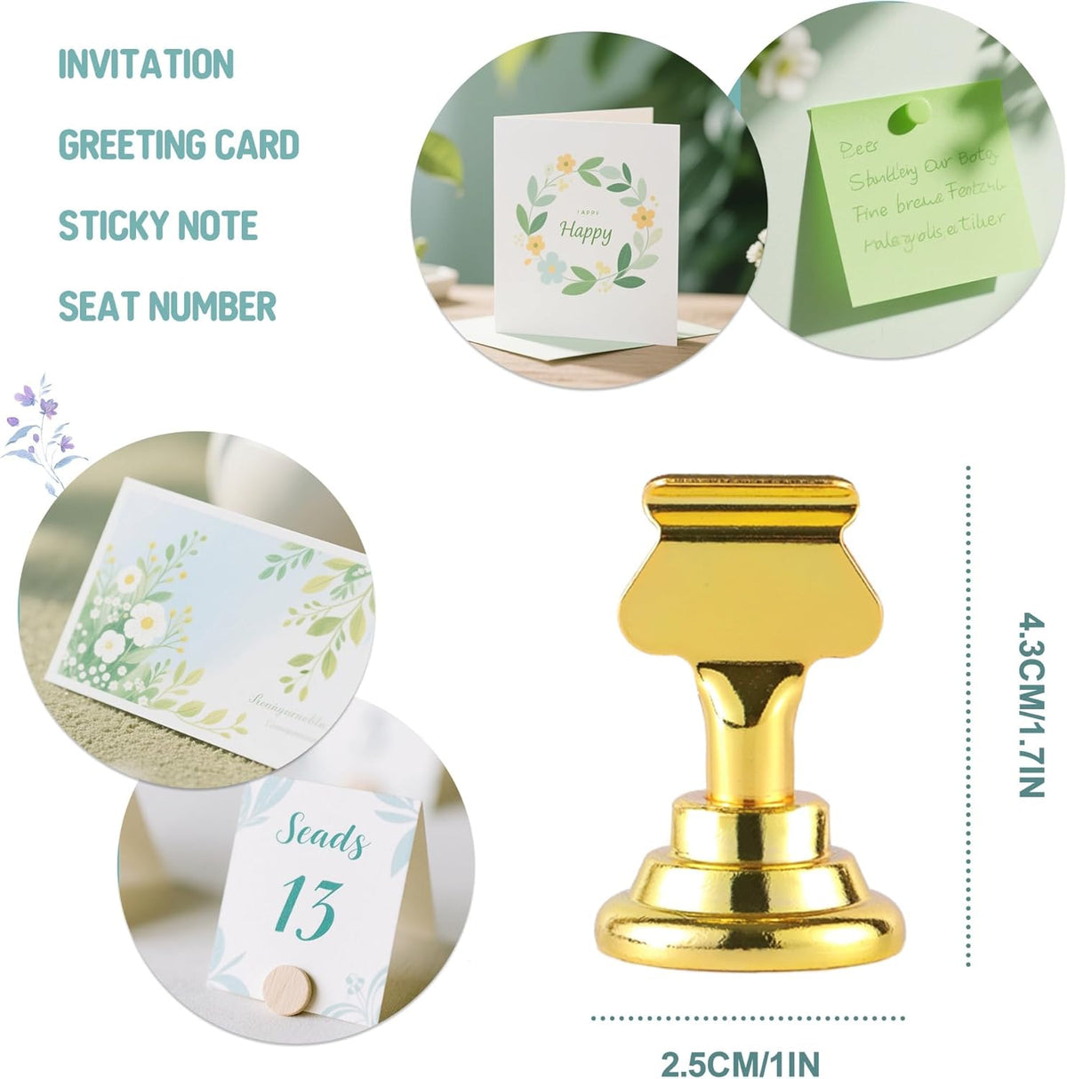 ERYTLLY 24 PK Place Card Holders 1.7 inches Table Card Holder Steel Card Holders for Weddings,Birthdays,Photos, Memo