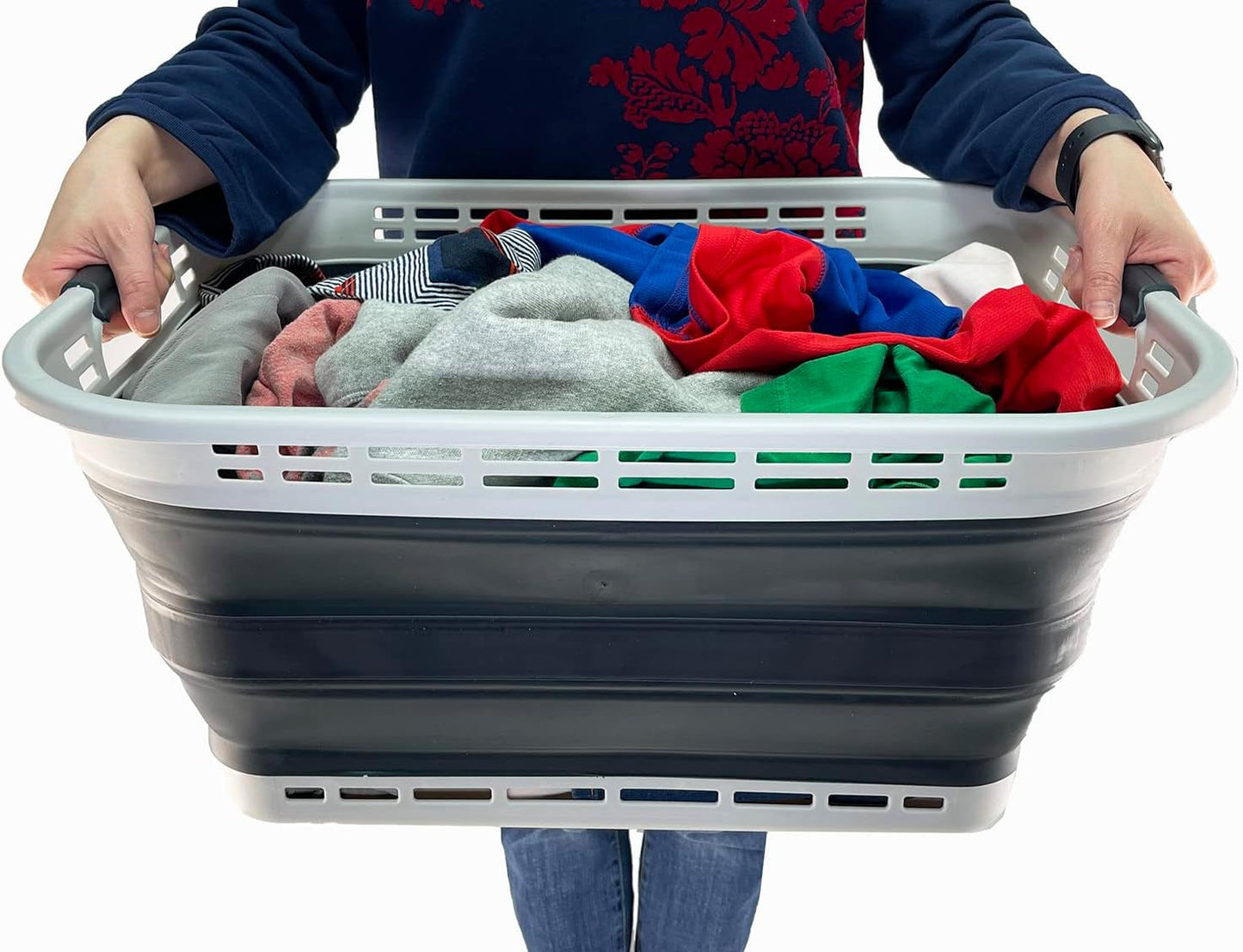 42L Collapsible Plastic Laundry Basket / Grey/slate Grey