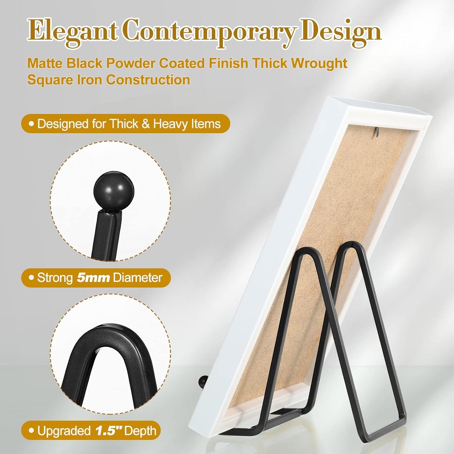 Plate Stands for Display Picture Frame Metal Iron Book Holder Table / Black / 4.5 Inch / Set of 24