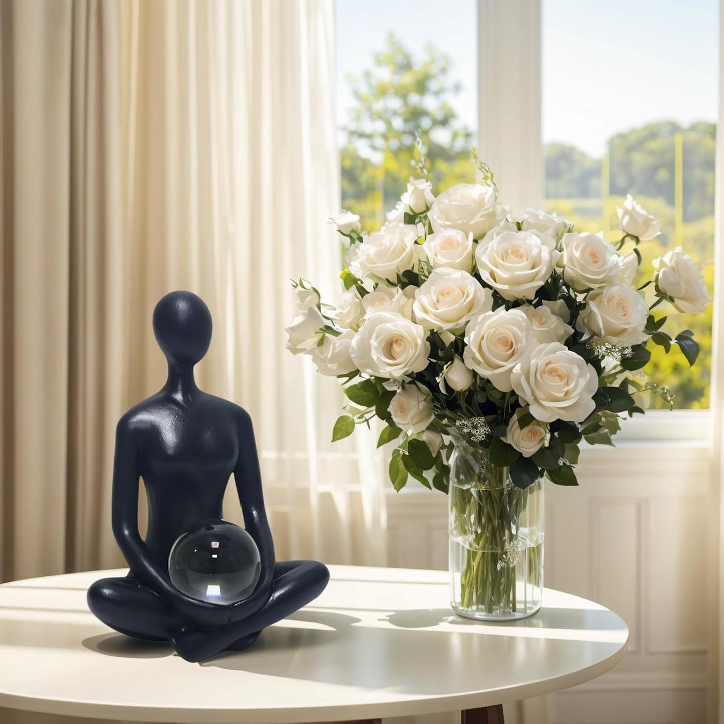 Zen Meditation Figurine / Black -yoga / 7.9 Inch