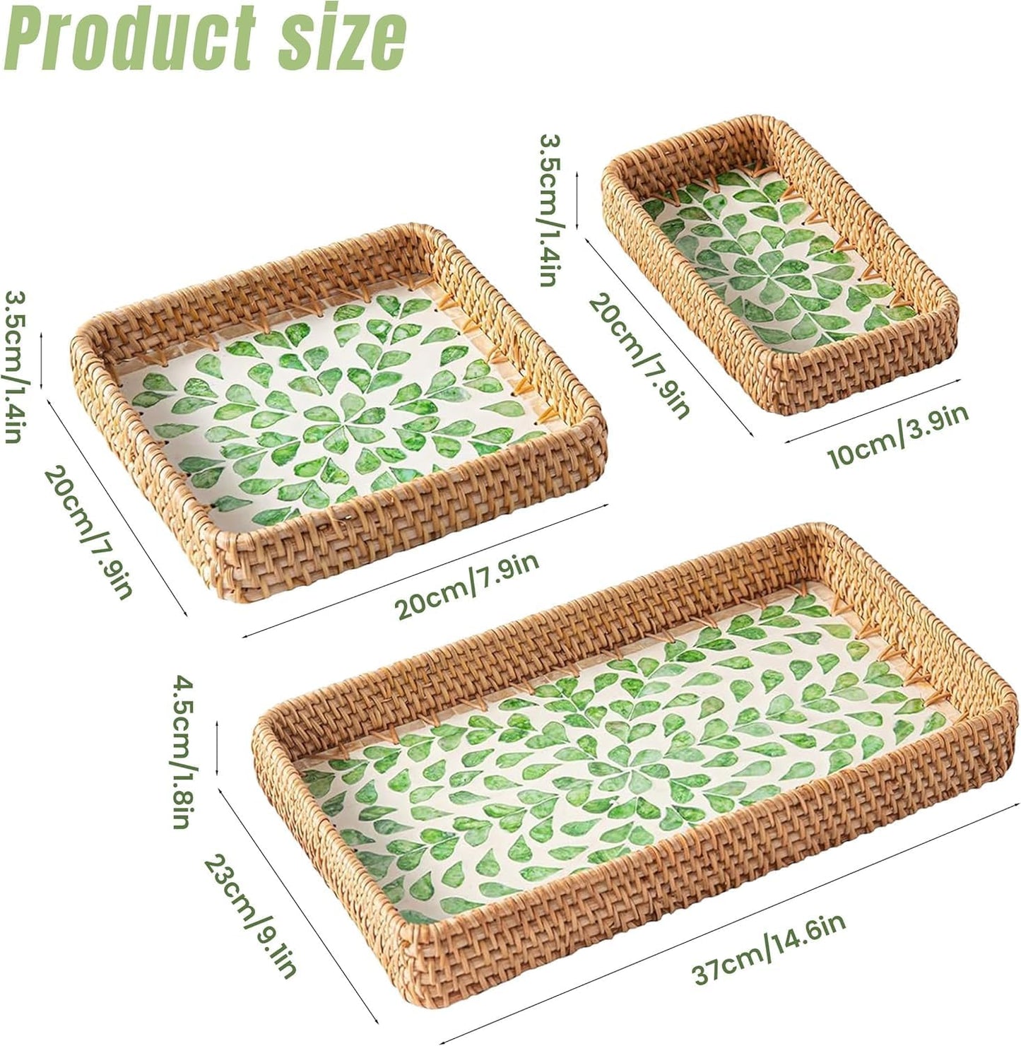 Rattan Serving Tray / Natural / Set of 3