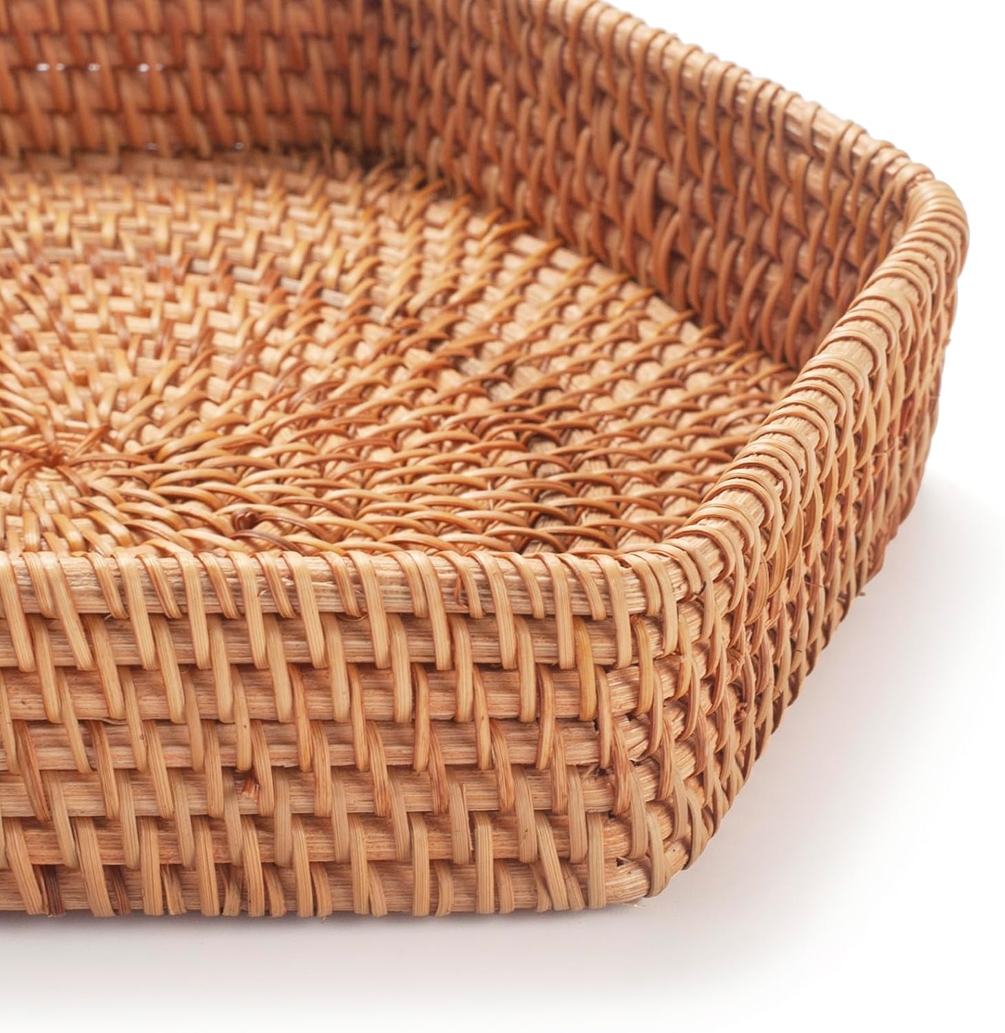 Hexagon Rattan Serving Tray / 8.7 x 8.7 x 1.8 / Natural