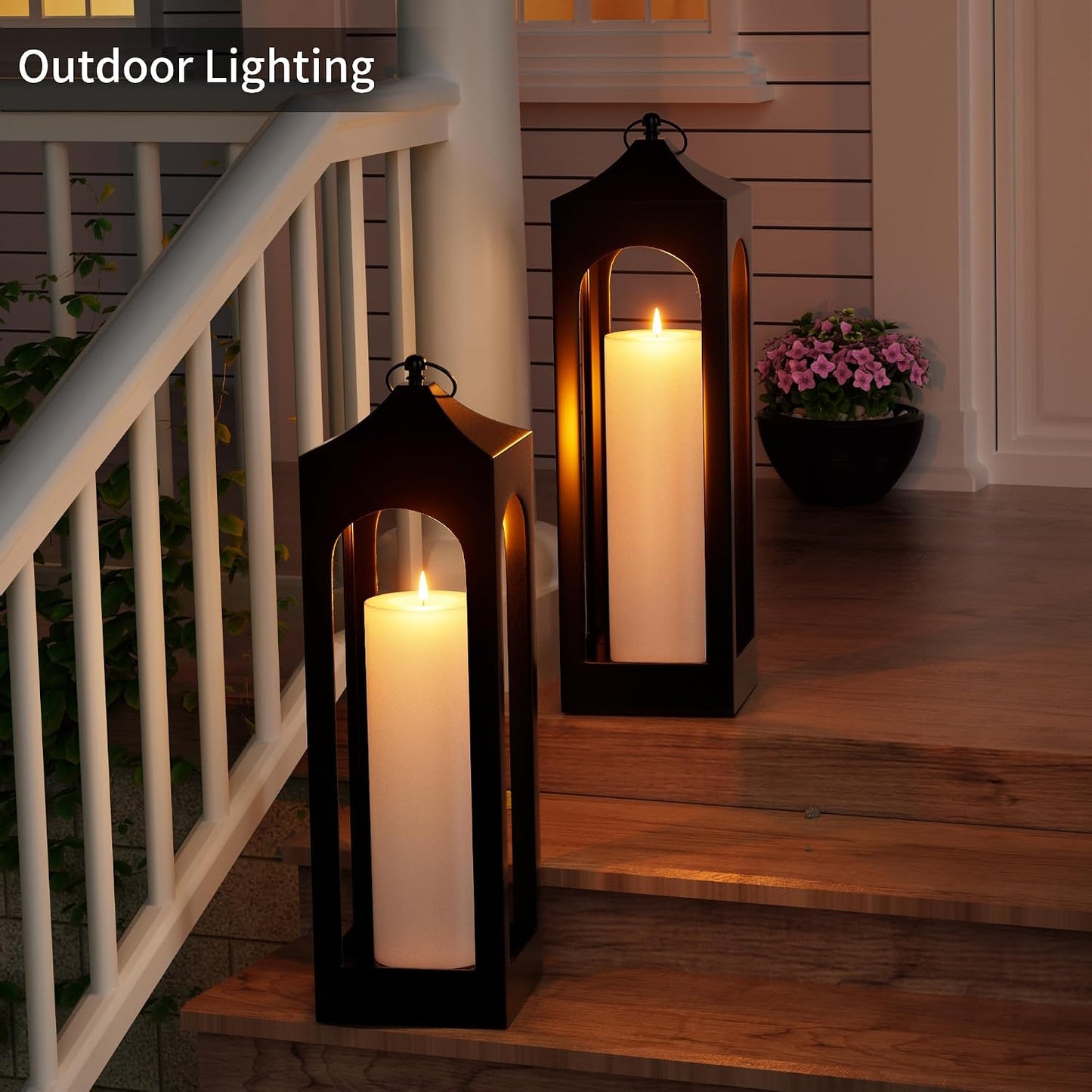12" x 4" Large Outdoor Candle with Remote Timer Waterproof White 2 Pack | Battery Operated Flameless Pillar Candle