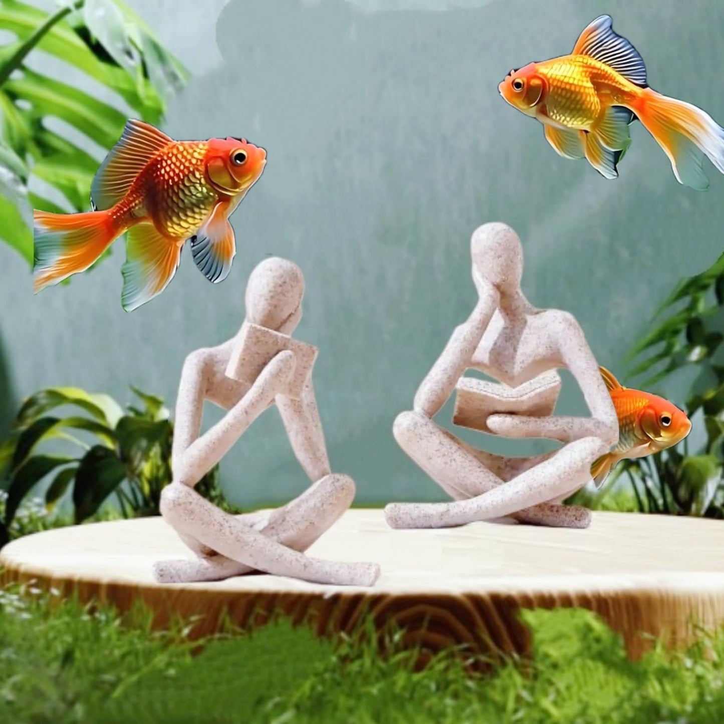 Modern Aesthetic Figurine Decoration Status / Sandstone / Set of 2