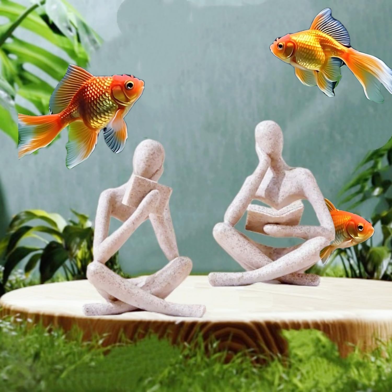 Modern Aesthetic Figurine Decoration Status / Sandstone / Set of 2