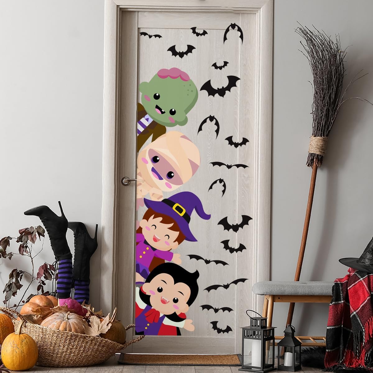 FLFK Cute Cat Wall Decor Decal - Removable Peel and Stick Wall Sticker with 3D Effect, Black Cat Lying Prone