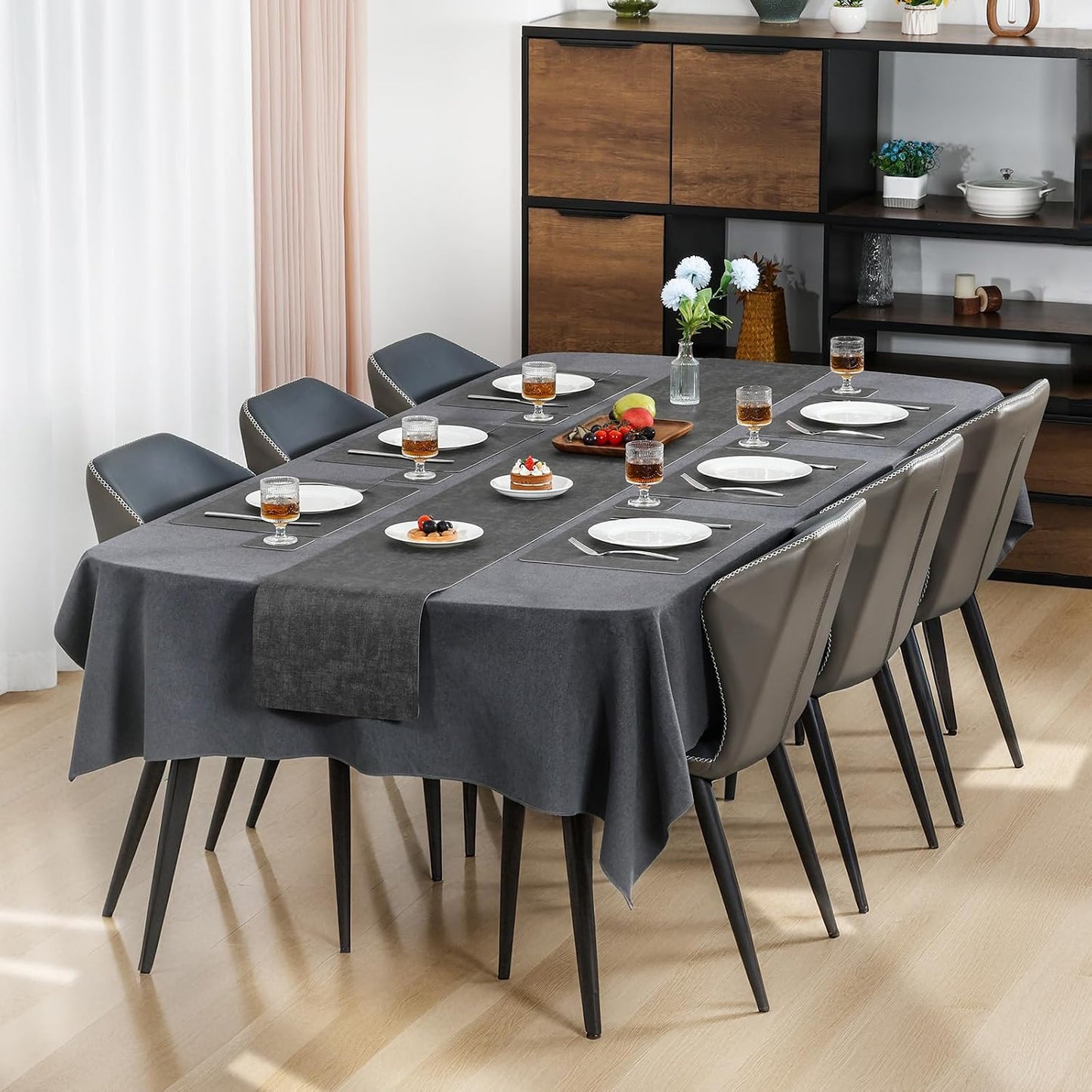 Myir JUN Faux Leather Placemats Set of 6, Dual Sided Waterproof Place Mats | Heat Resistant Wipeable Vinyl Table Mat