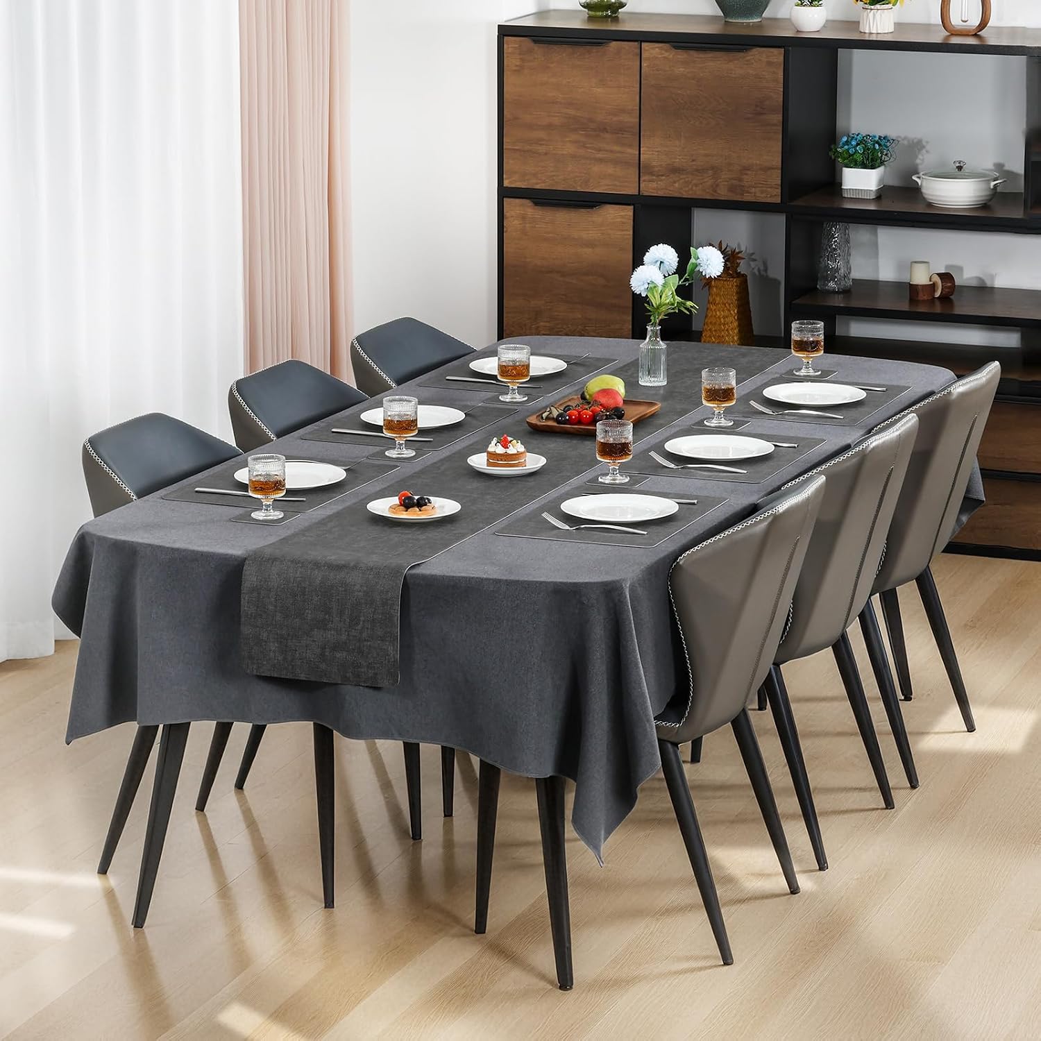 Myir JUN Faux Leather Placemats Set of 6, Dual Sided Waterproof Place Mats | Heat Resistant Wipeable Vinyl Table Mat