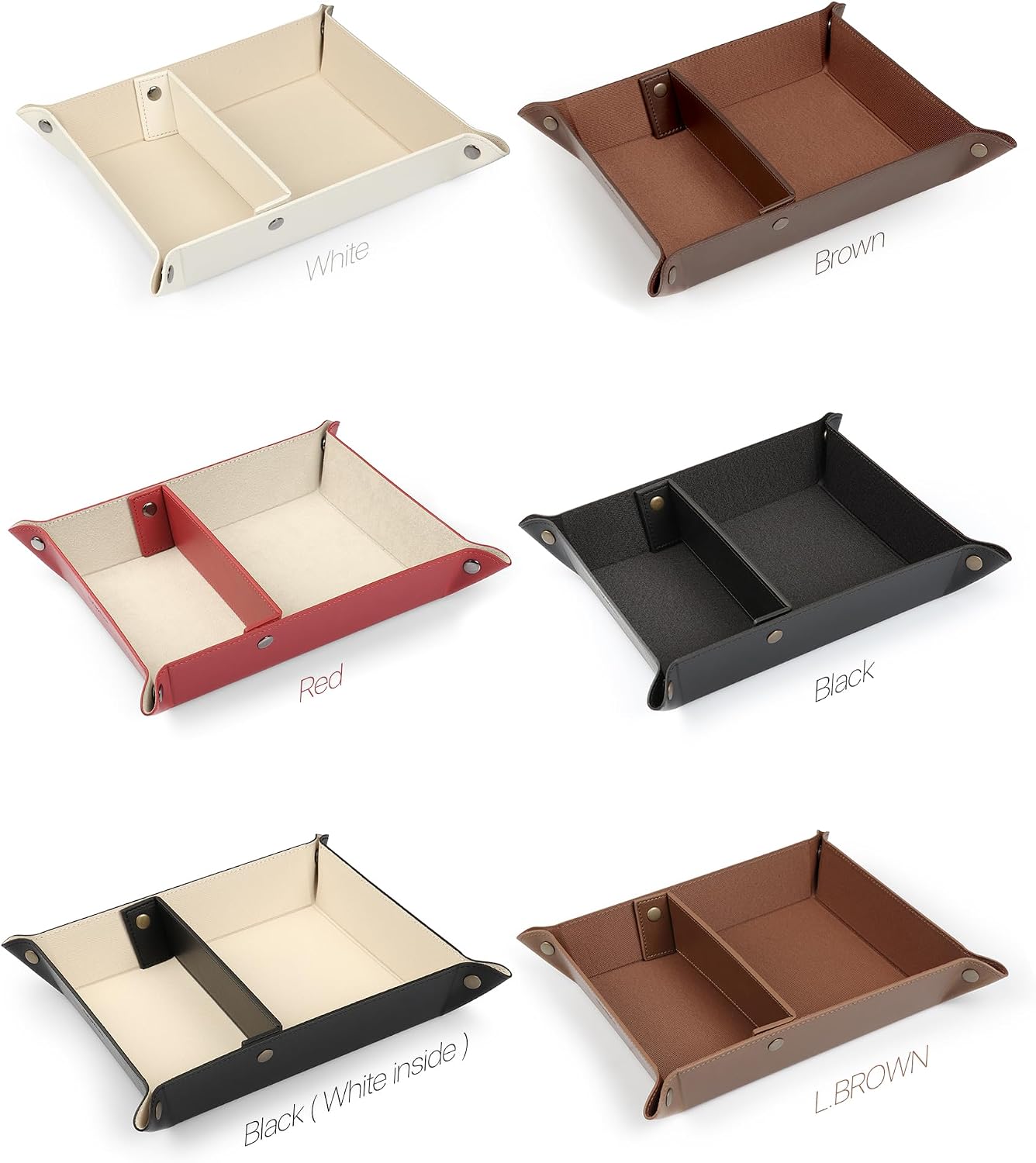 Londo PU Vegan Leather Valet Tray for Men — Catchall EDC for Keys, Wallet, Watch, AirPods — Nightstand & Entryway Tray
