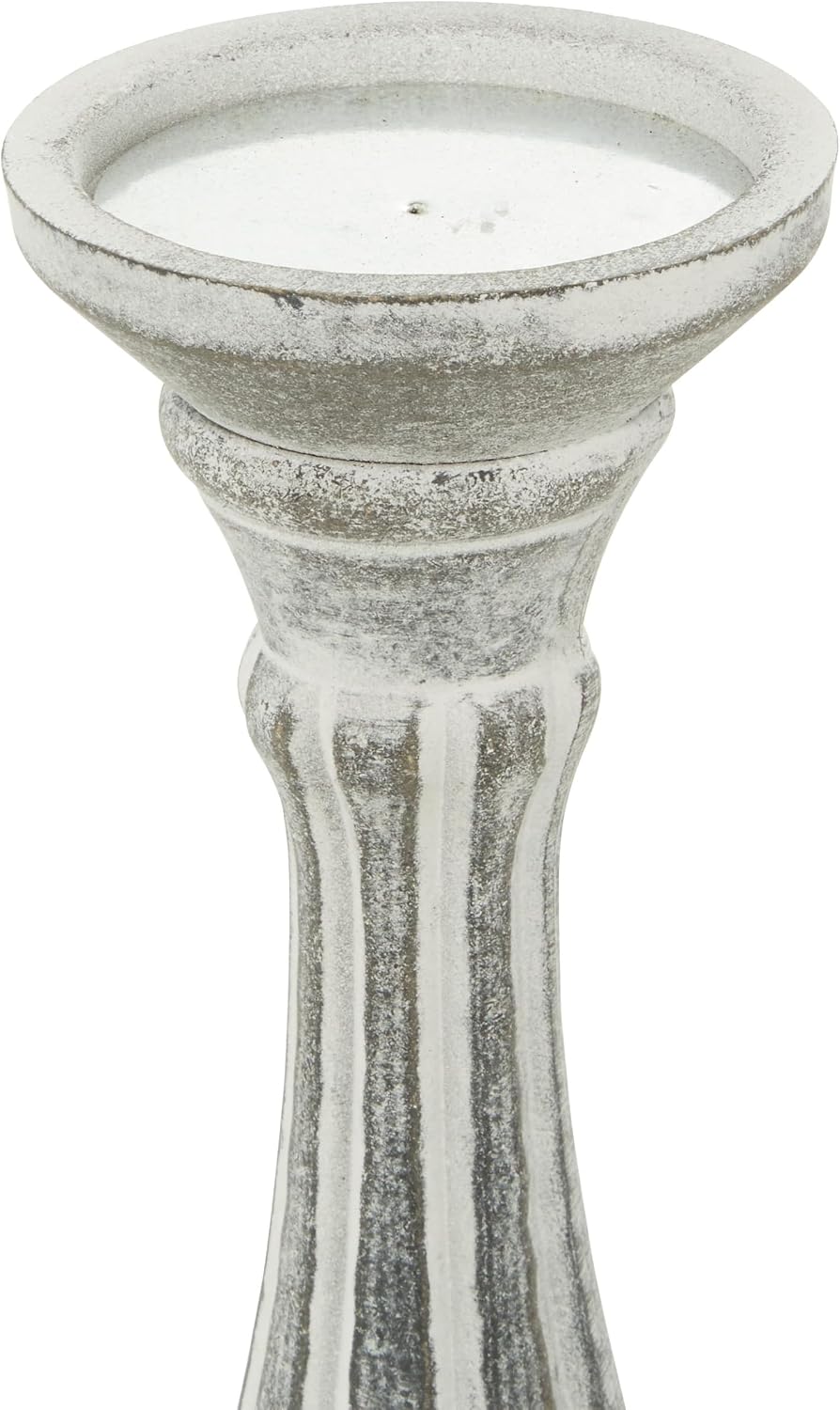 Deco 79 Wooden Decorative Candle Holder Distressed Turned Candle Stand, Set of 3 Candlestick Holder 15", 13", 11"H, Gray