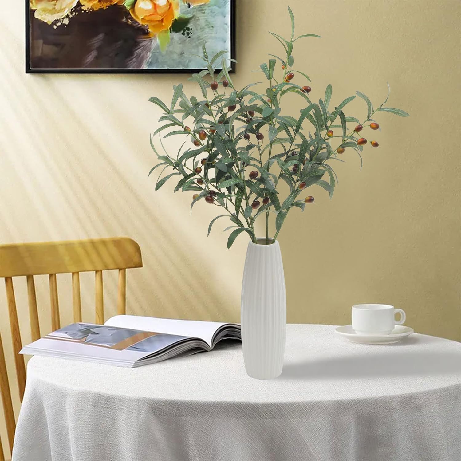 Fake Olive Tree Branches Faux Olive Branches for Vase Long Stems / 28" Tall / 28 Inch / Set of 8