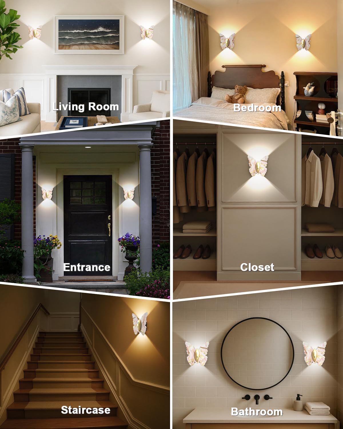 Eneru Motion Sensor Wall Sconce Set of 2, Rechargeable Wall Lights, Indoor | 5000mAh Battery Operated Wall Sconces