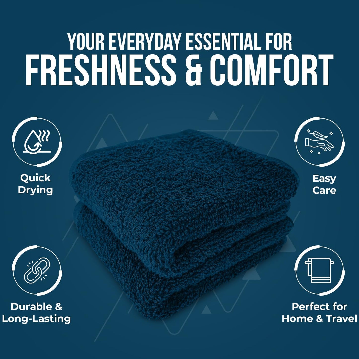 DAN RIVER 24 Pack Cotton Wash Cloths Set for Showering [12x12] Blue Opal | Lighter Weight, Quick to Dry, Super Soft &