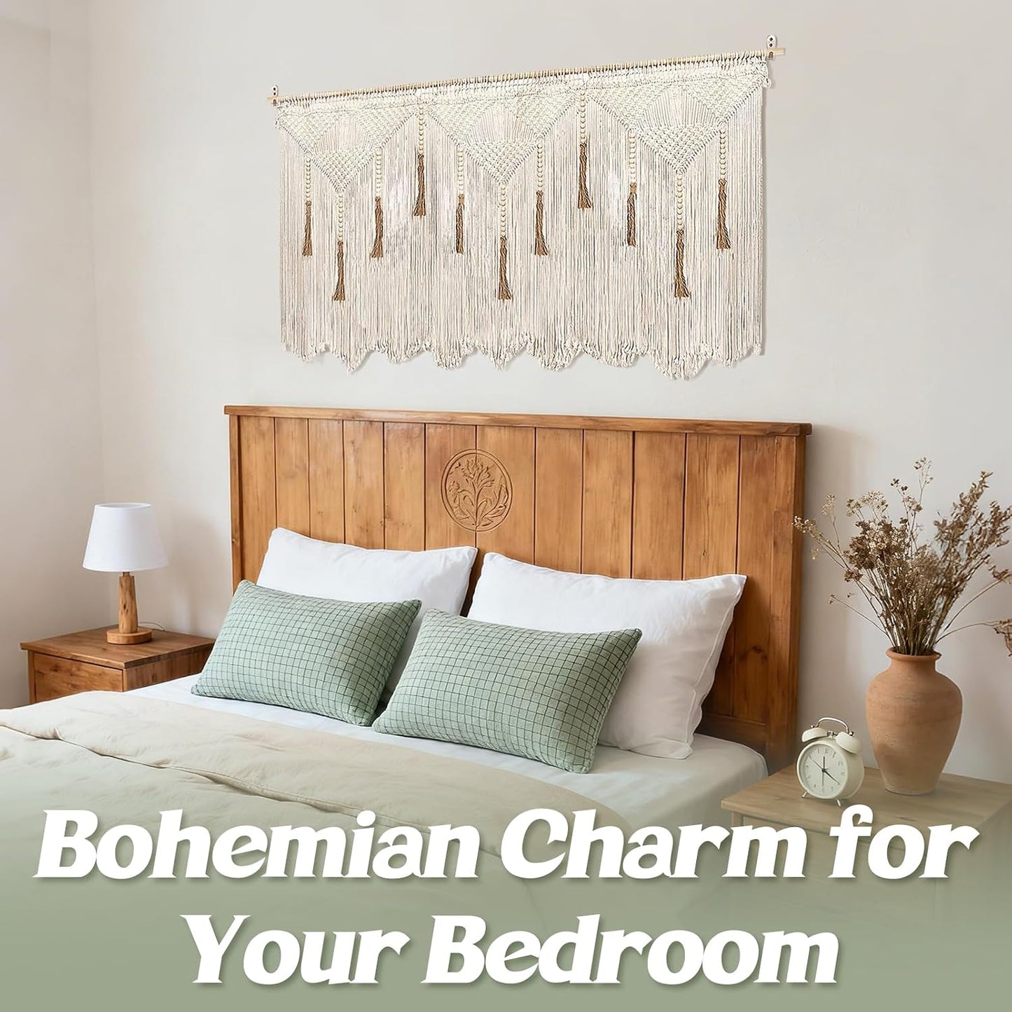 Extra Large Macrame Wall Hanging " Boho Tapestry Woven Decor / Beige / 70.8"L x 39"W / 70.8 x 39