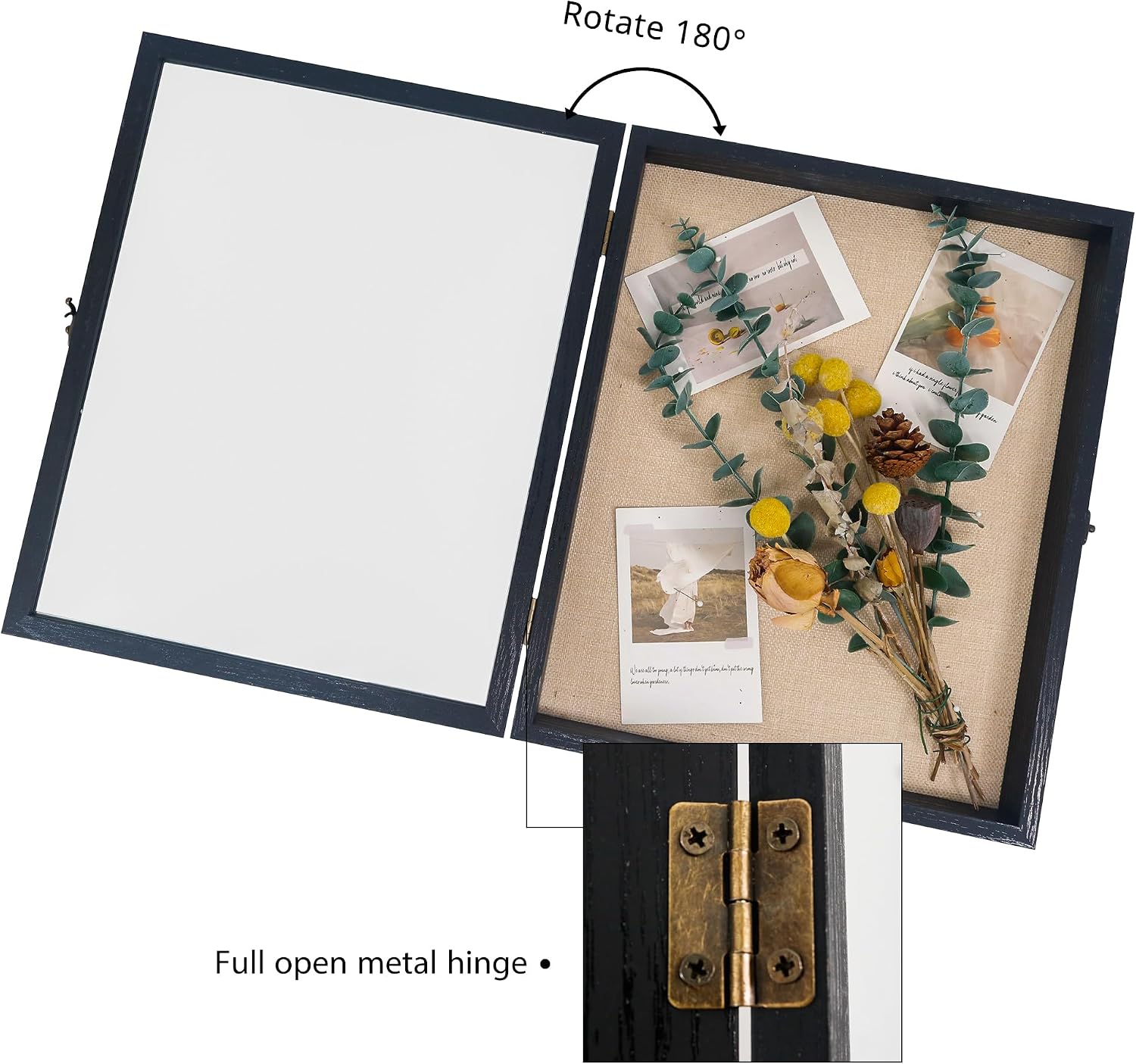 GraduationMall 13x16 Wood Shadow Box Frame Glass Door Display Case with Linen Back and 6 Stick Pins,1.5 inches Interior