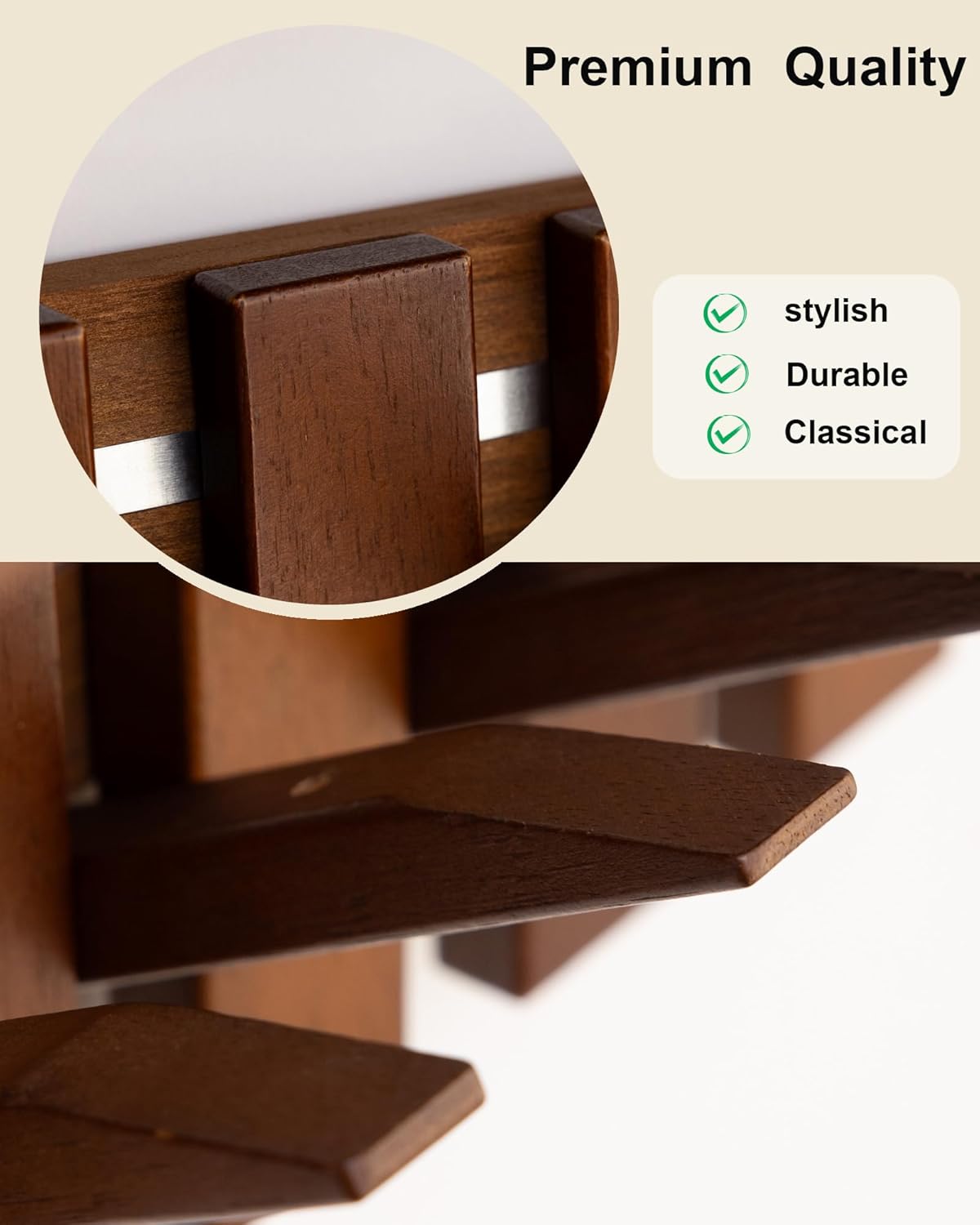 Wooden Coat Rack Wall Mount with Shelf, Heavy Duty Entryway Organizer with 6 Hooks,Coat Hooks Hanger for Coats, Hats
