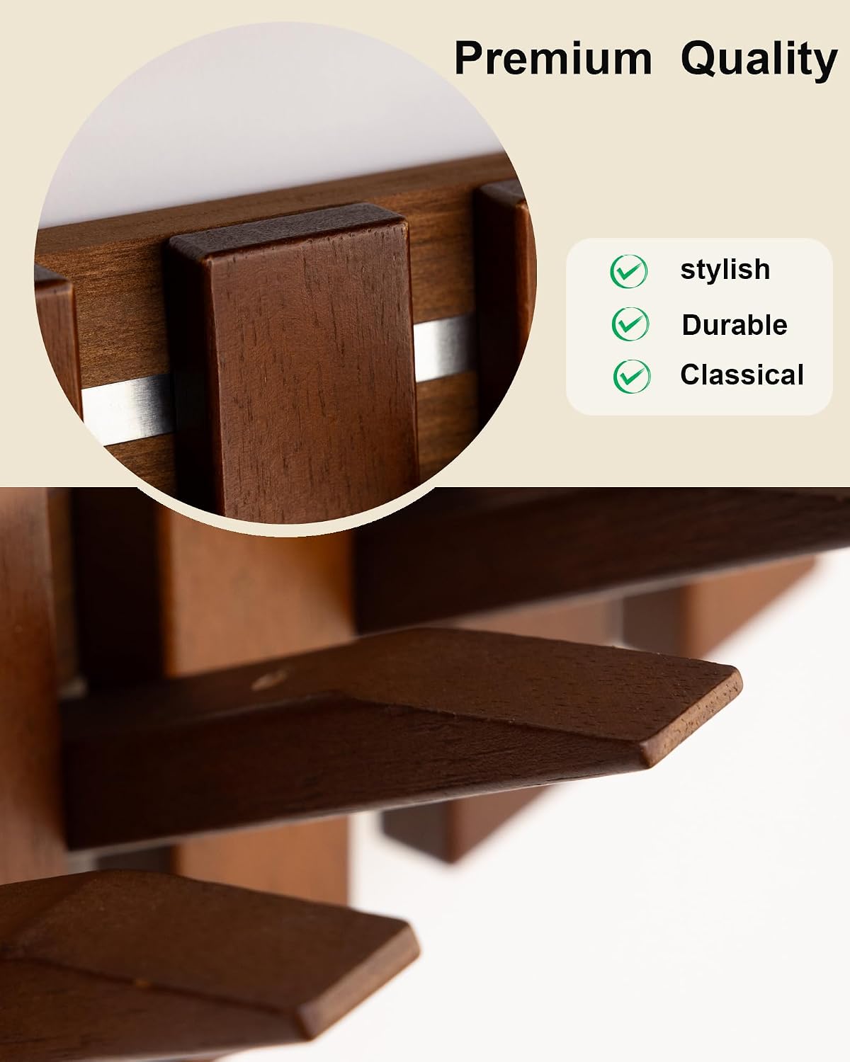 Wooden Coat Rack Wall Mount with Shelf, Heavy Duty Entryway Organizer with 8 Hooks,Coat Hooks Hanger for Coats, Hats