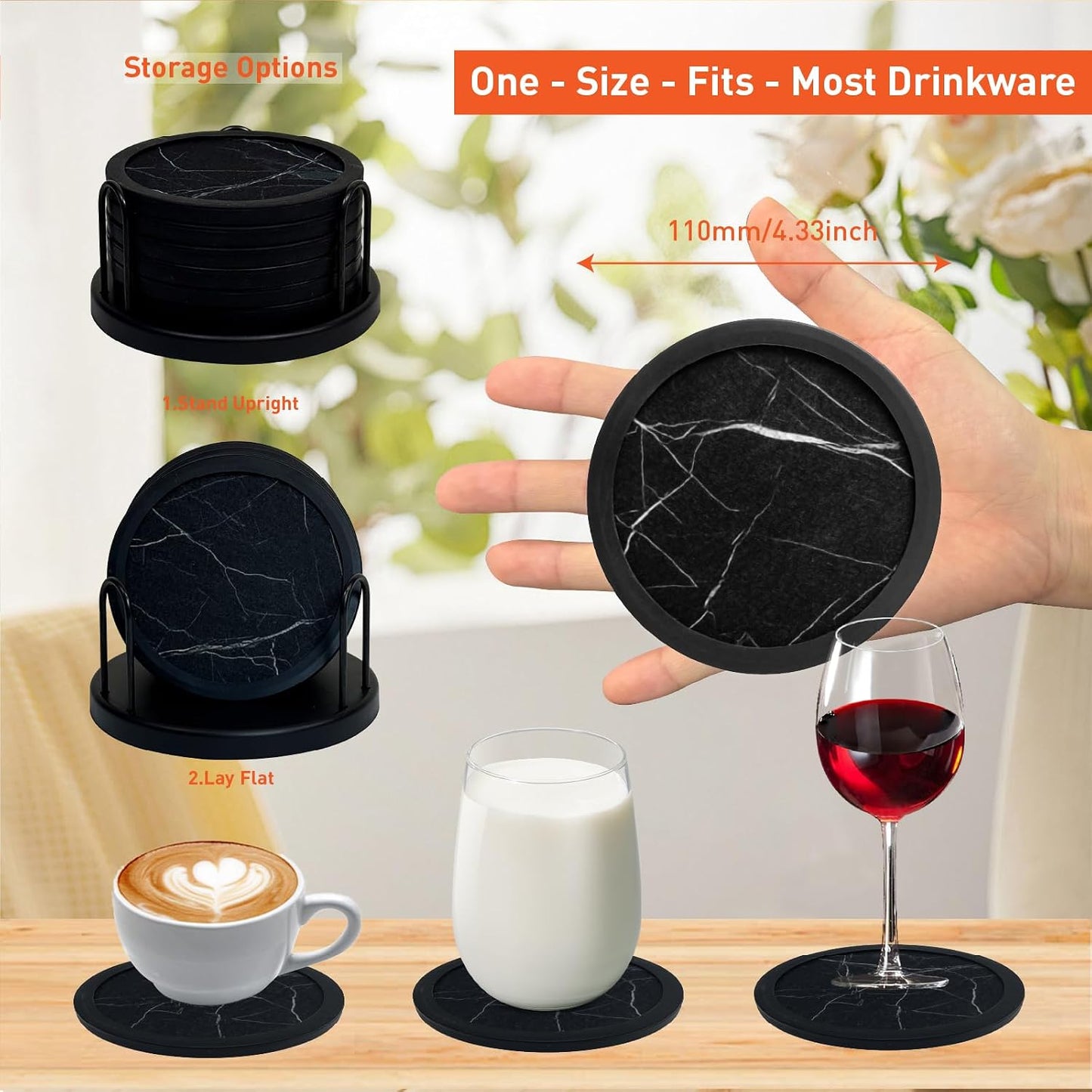 Holder / Scratch & Water Ring / Black White Pattern / Set of 6