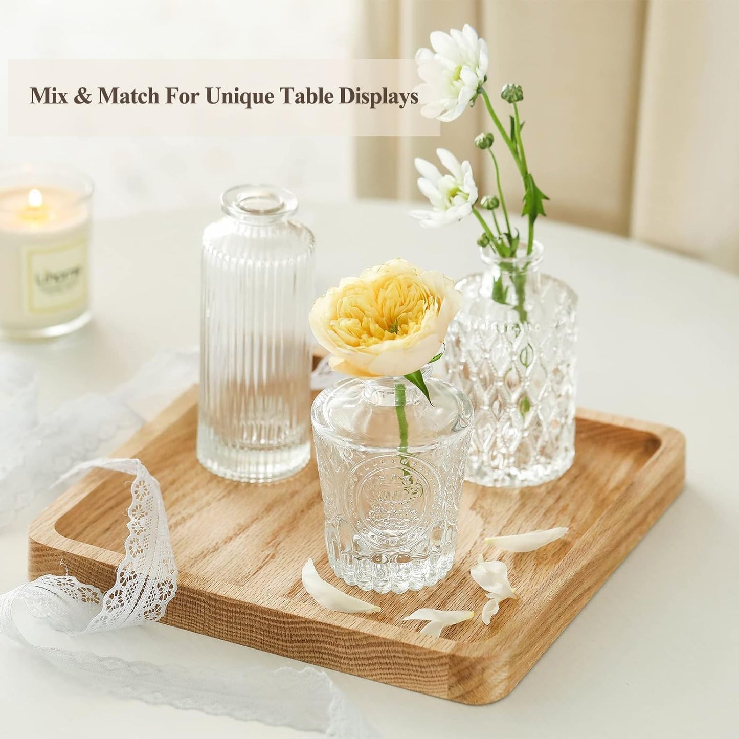 Glass Bud Vase Pcs / Clear / Set of 36