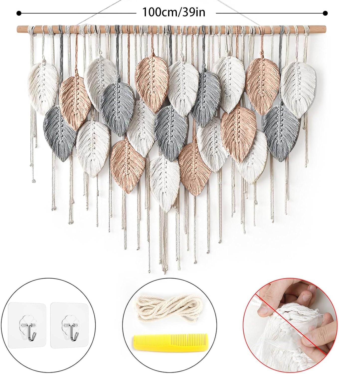 Boho Woven Tapestry / Pink Beige-39"w x 29.5"L