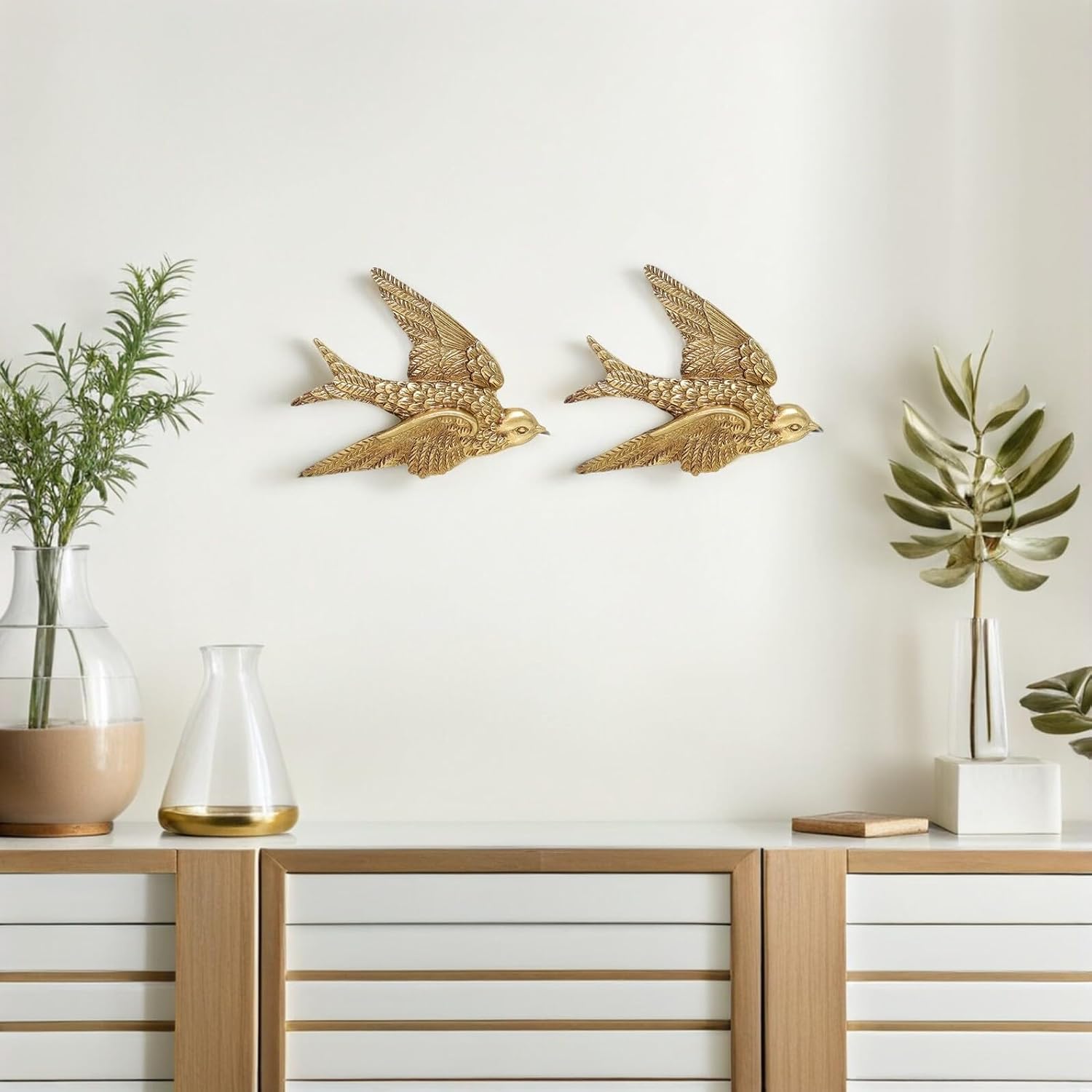 Bird Wall Art Bird Wall Figurine Swallow Wall Sculpture Resin Wall Hanging Decor 3D / Set of 2