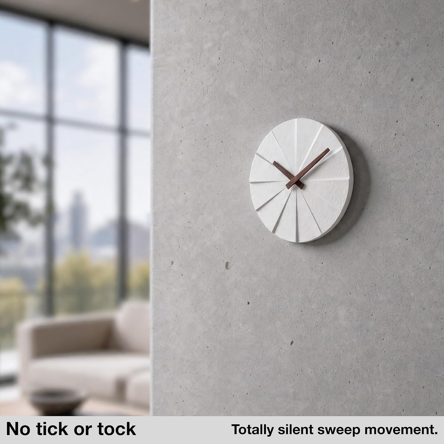 Driini Staircase Modern Wall Clock - Unique Frameless Concrete Design - Contemporary, Minimalist Decor; No Numbers