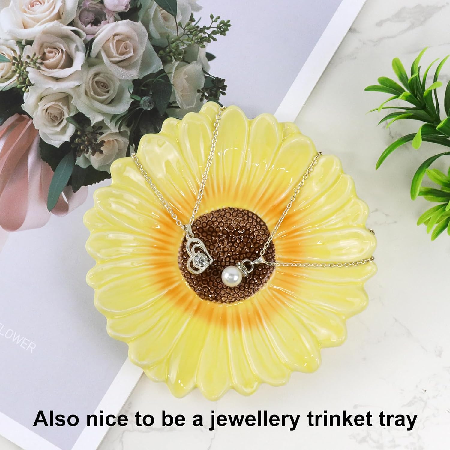 Self Draining Soap Dish Inspired by Daisy Flower Ceramic Waterfall Soap Dish Soap Savers / Yellow