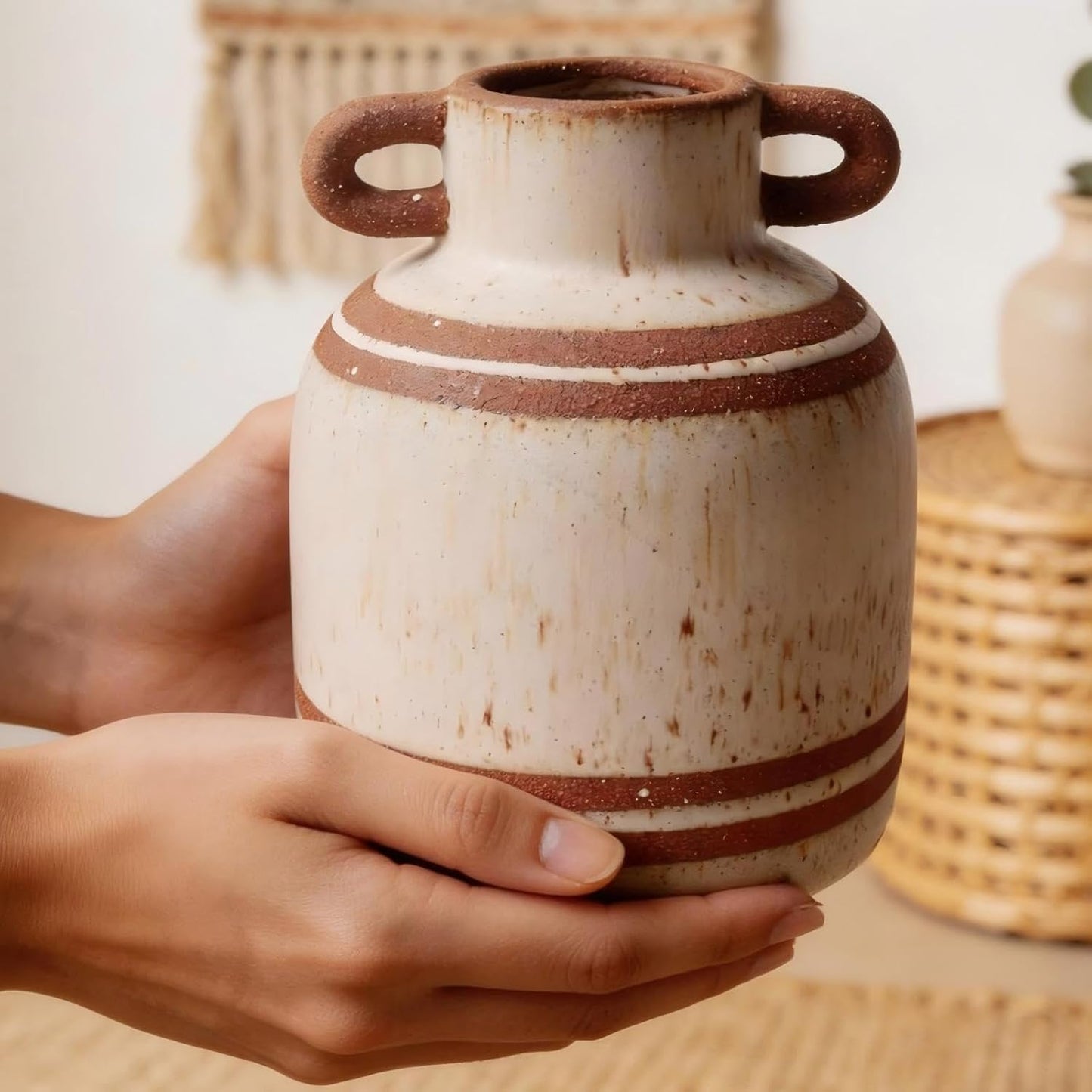 Ceramic Rustic Farmhouse Vase / 5.9 Inch-2 / 5.9 Inch