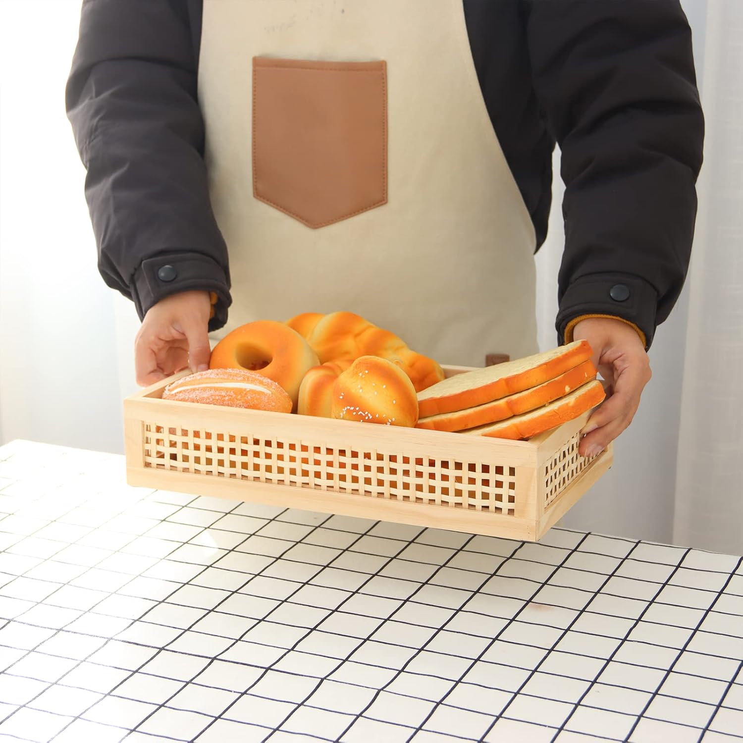 Rectangular Wooden Bamboo Serving Tray / Rectangular Bamboo