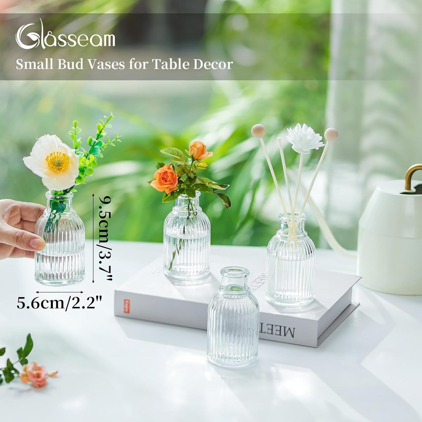 Glass Bud Vases for Centerpieces / Height: 3.7 / Clear / Set of 12