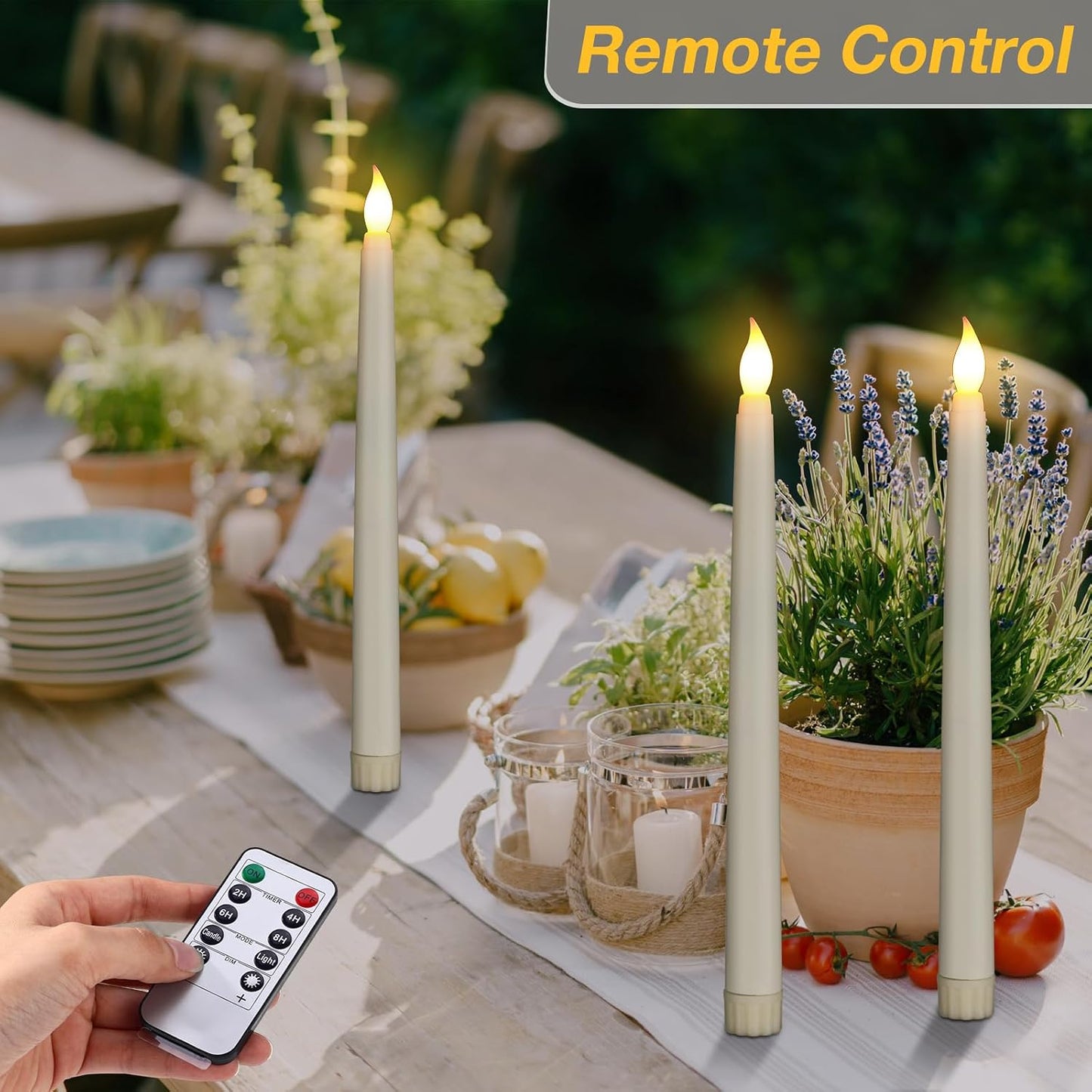 24 Pack 24 Pack Flameless Flicker Taper Candles Bulk with Remote and Timer, Battery Operated LED Warm White Taper