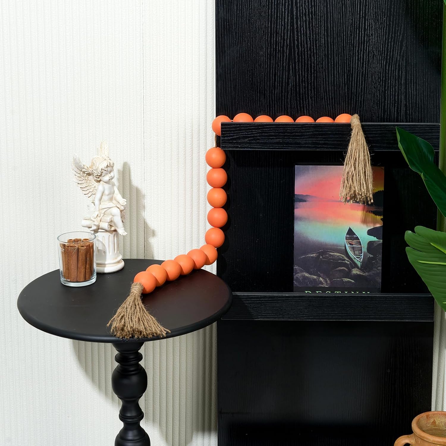 Extra Large Wood Bead Garland Orange / 8 Orange / 41 Inches