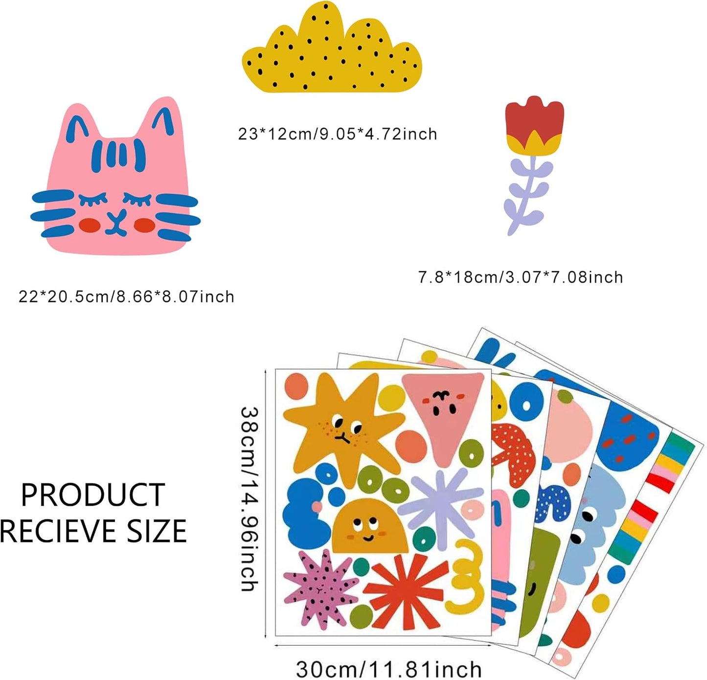 Colorful Abstract Shape Wall Decals / Smile Clouds Rainbow Irregular Wall Decals