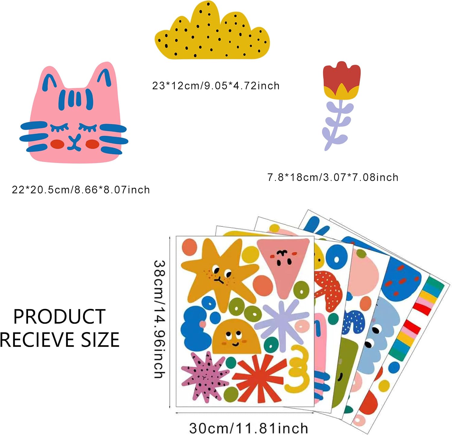 Colorful Abstract Shape Wall Decals / Smile Clouds Rainbow Irregular Wall Decals