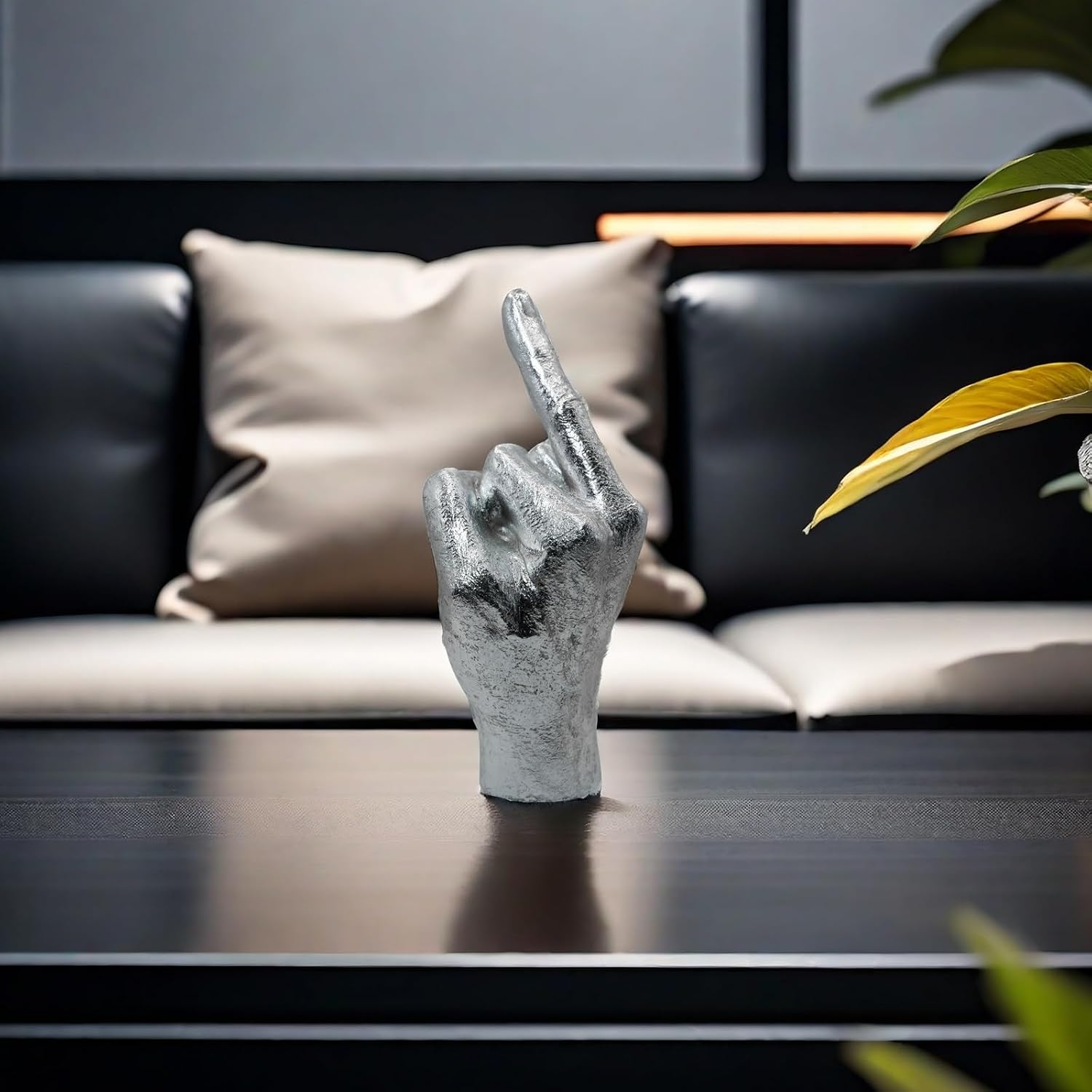 Gesture Statues and Sculptures / Silver Middle Finger