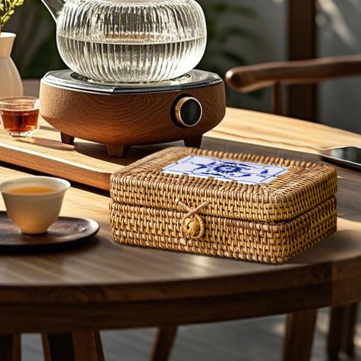 Wicker Basket / Rattan Storage Box / 7 x 5 x 2
