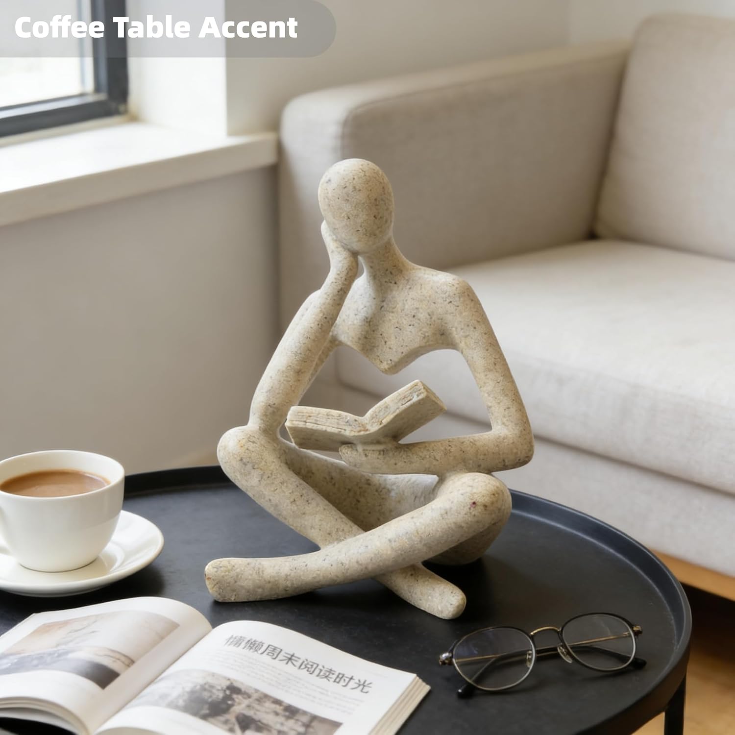 Reading Thinker Statue / Gray